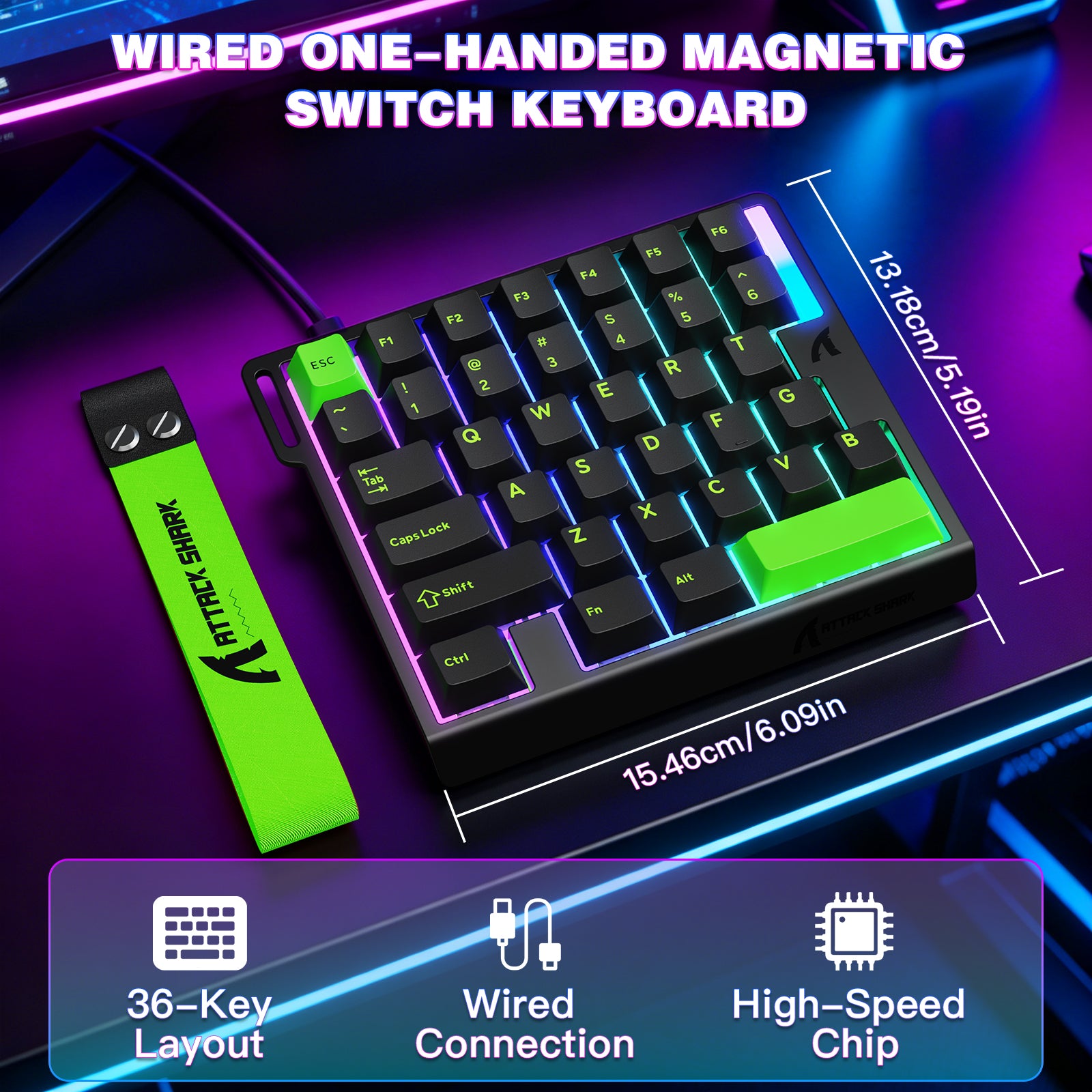 Teclado con interruptor magnético de una mano ATTACK SHARK M36 HE