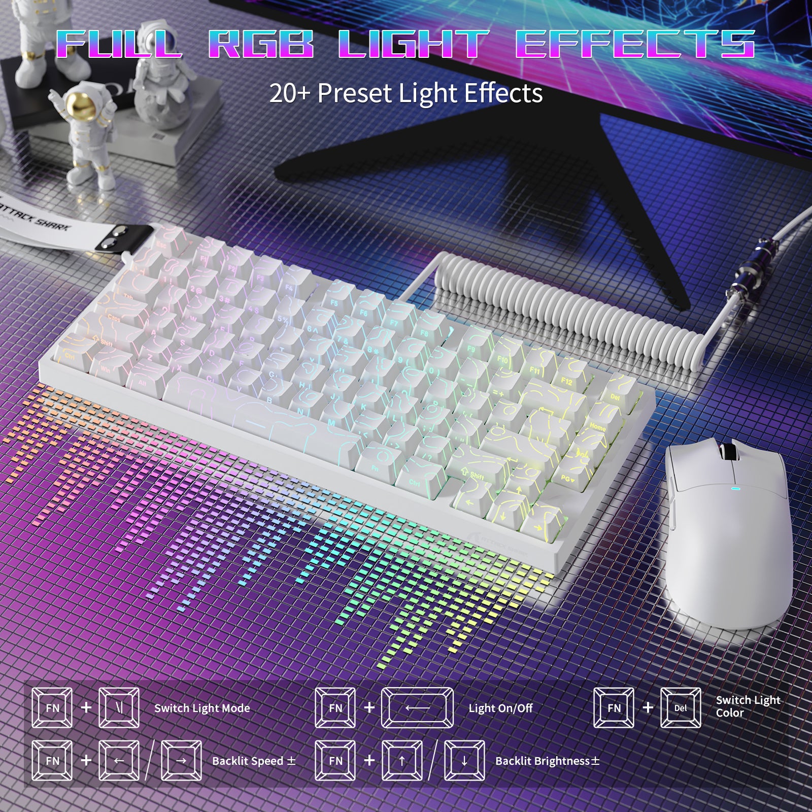 Teclado para juegos con cable ATTACK SHARK R82 HE (75%) y cable LED C01ULTRA