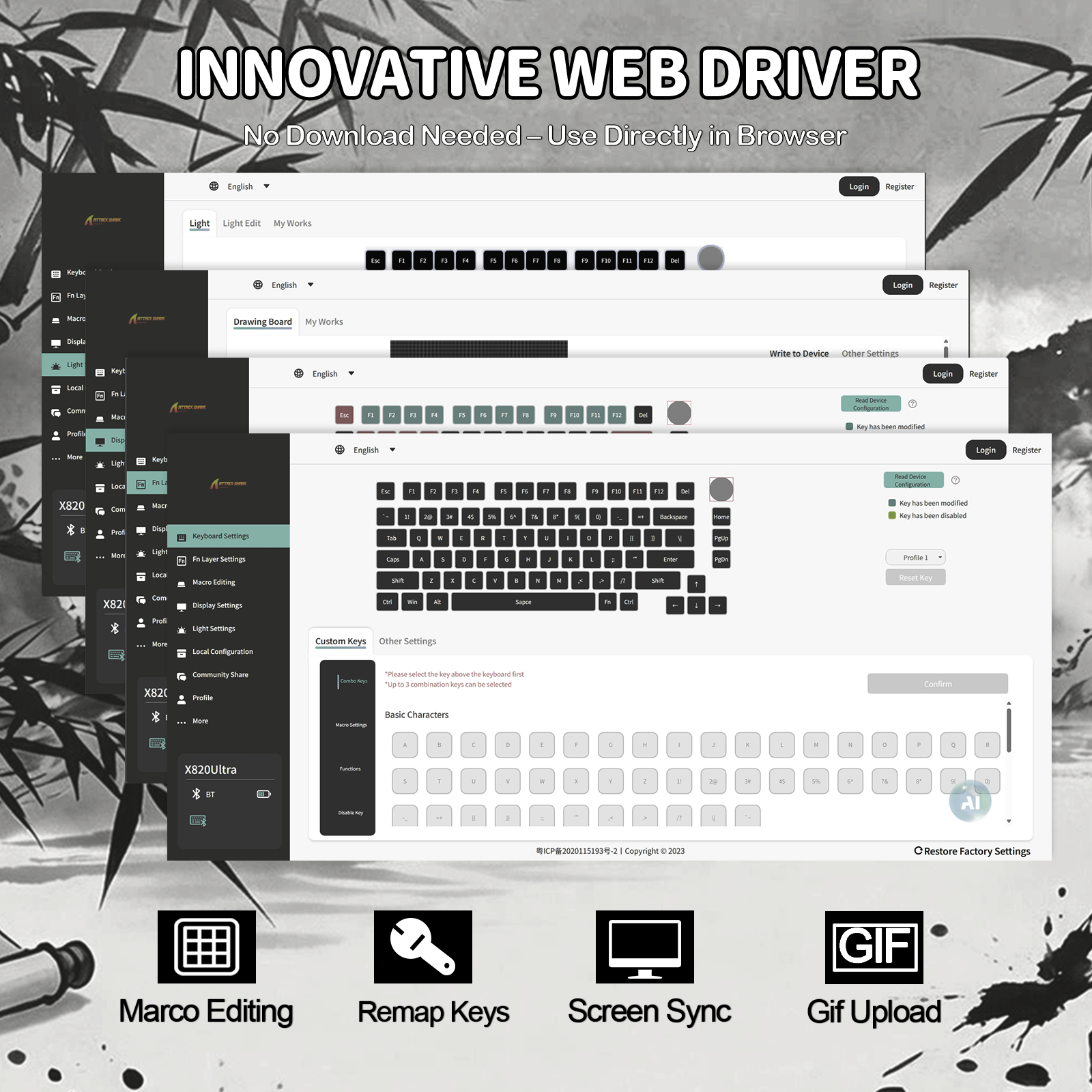 Teclado mecánico ultra trimodo ATTACK SHARK X820 con junta
