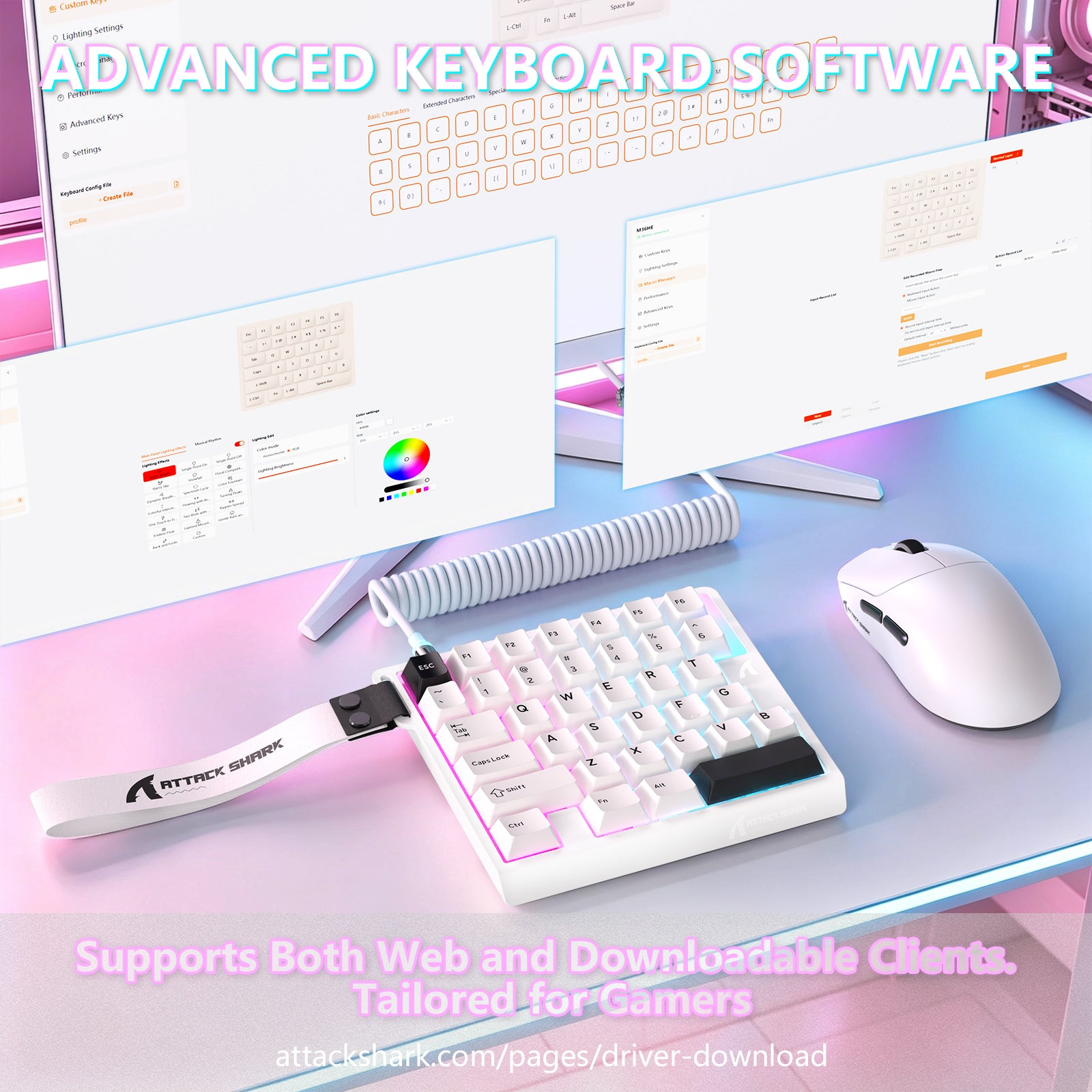 Teclado con interruptor magnético de una mano ATTACK SHARK M36 HE y cable aviador LED ULTRA C01
