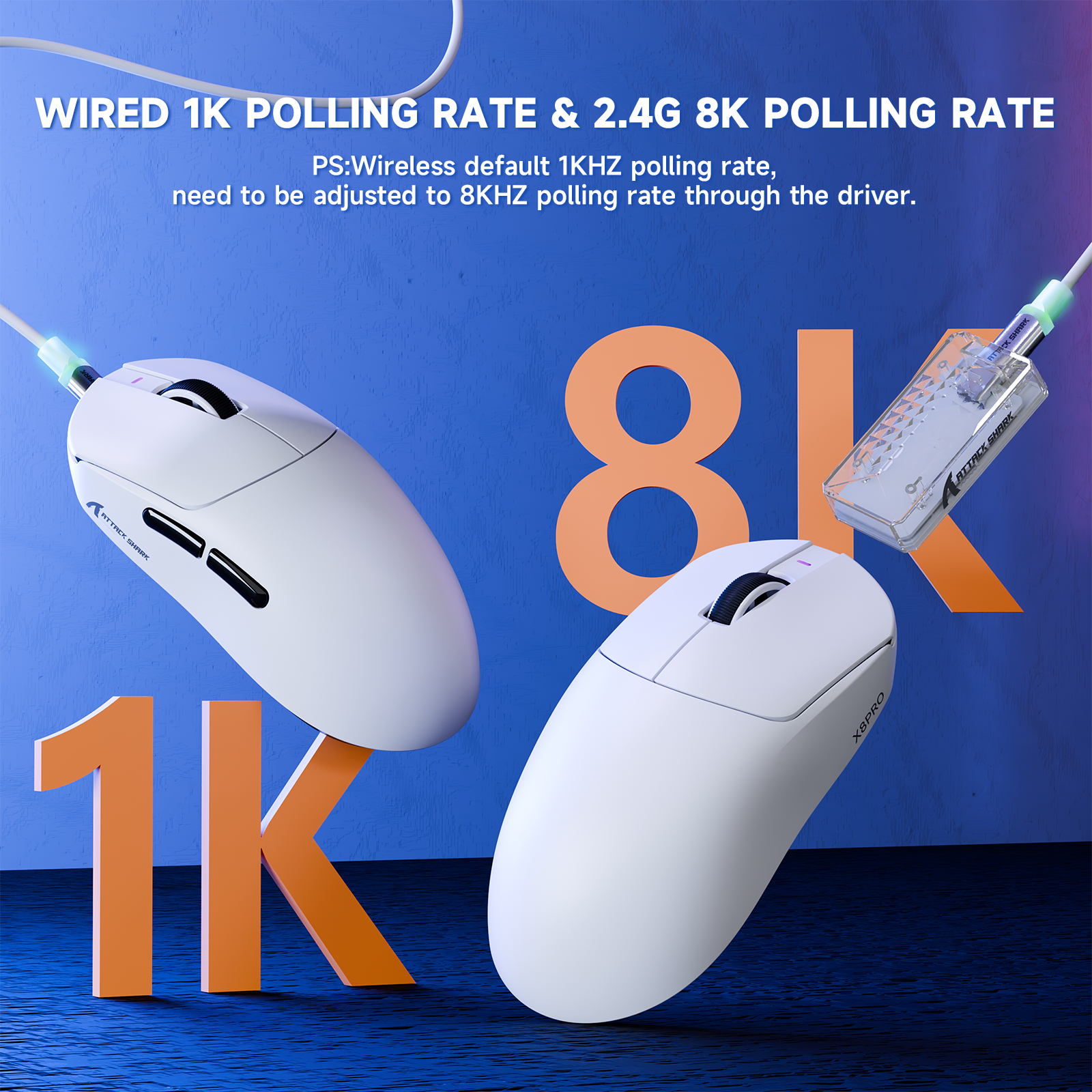 Ratón inalámbrico ultraligero para juegos ATTACK SHARK X8PRO y cable C06ULTRA