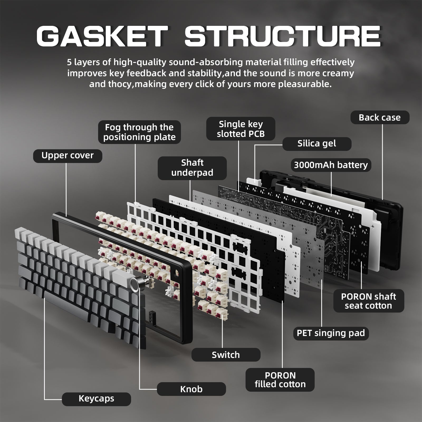 Teclado mecánico inalámbrico ATTACK SHARK X66 con cable en espiral de 8K