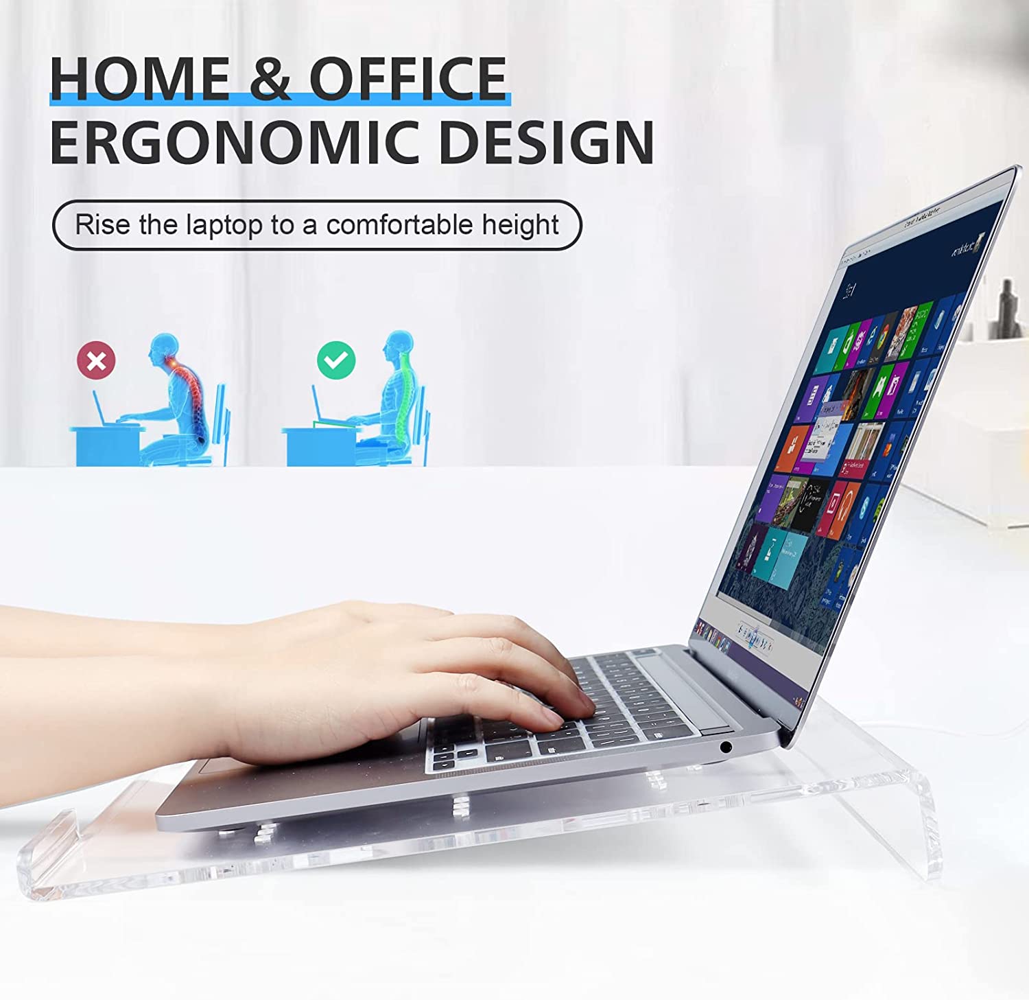 MAMBASNAKE laptop riser promoting ergonomic use in home and office settings.