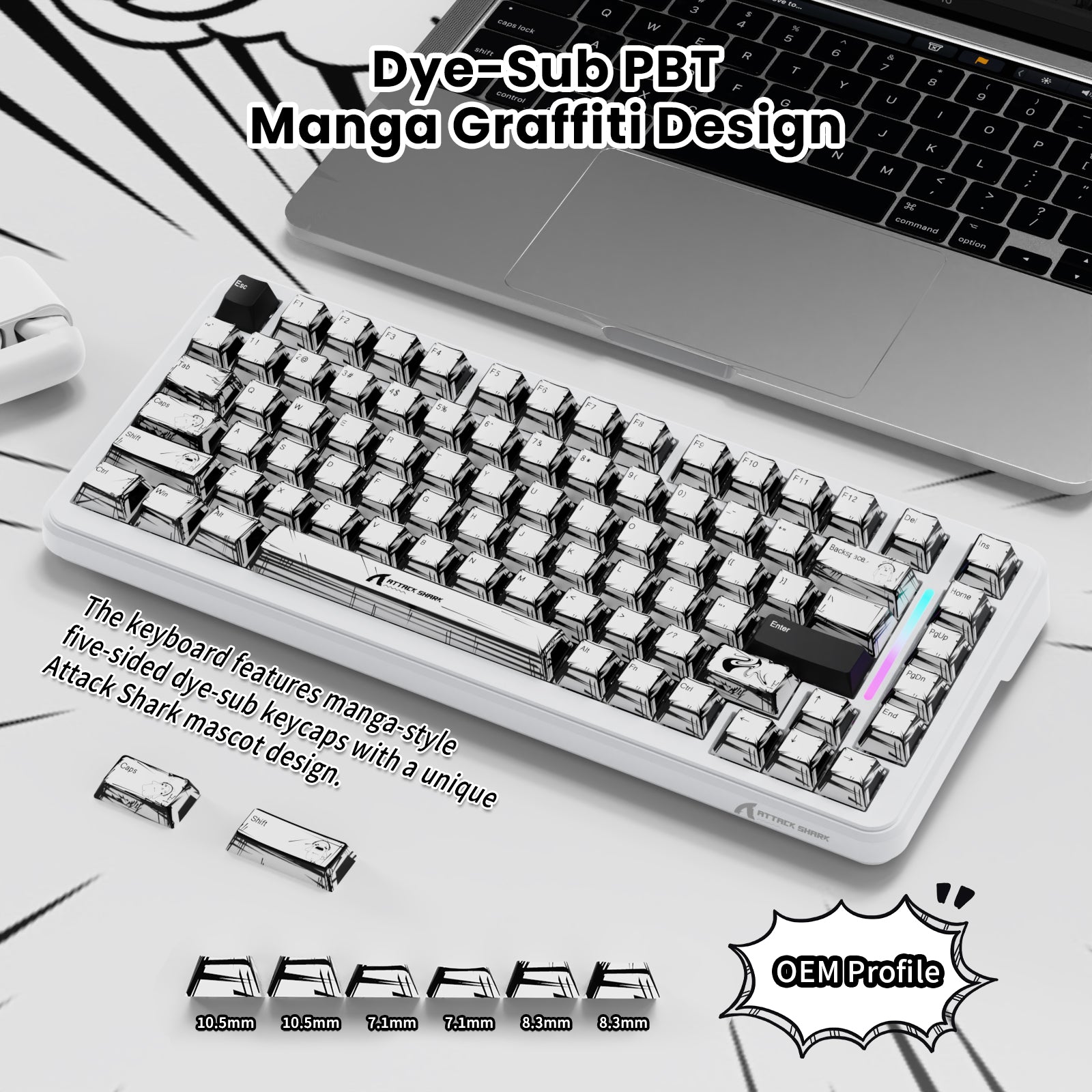Teclado magnético ATTACK SHARK X82PRO HE con cable en espiral C01Ultra RGB