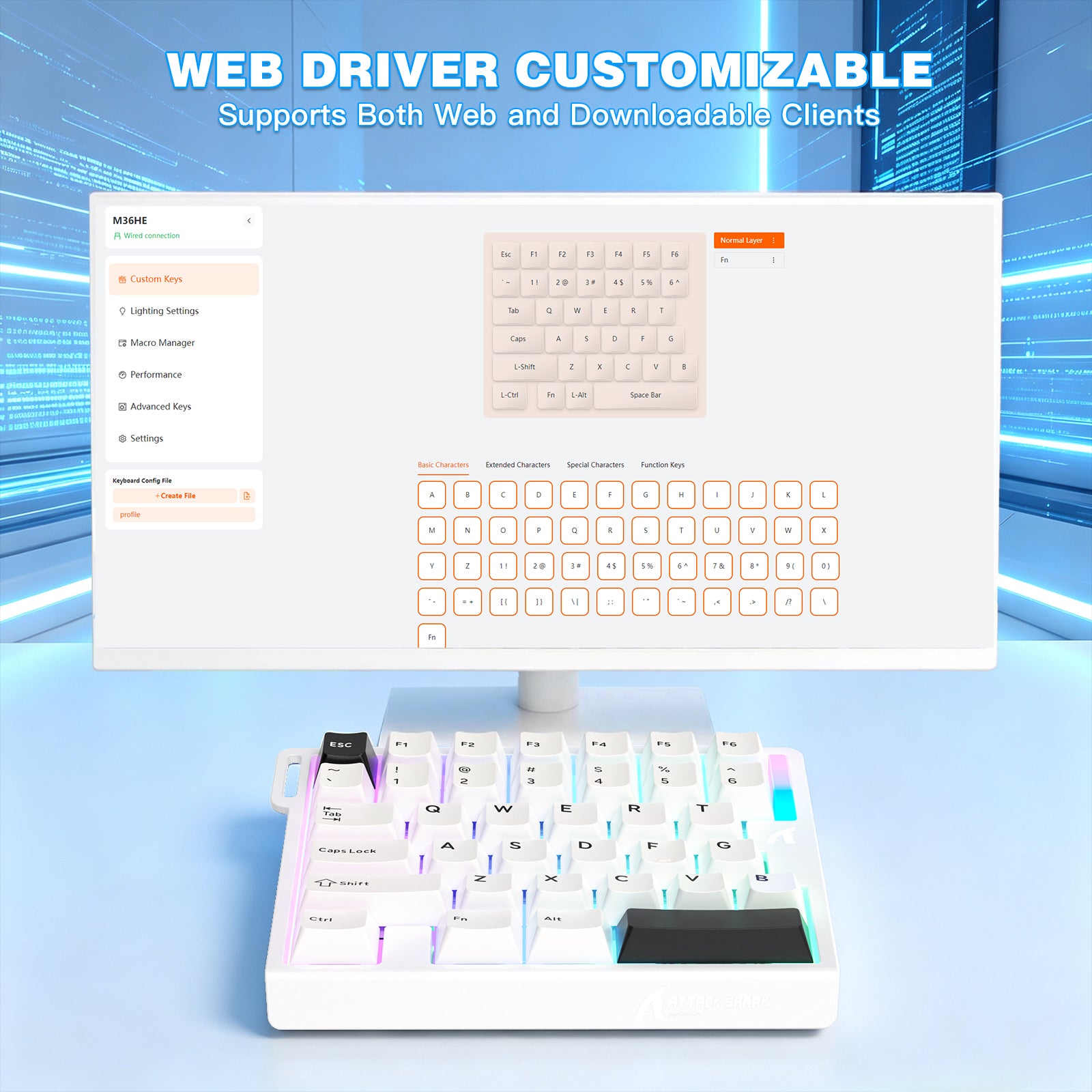 Teclado con interruptor magnético de una mano ATTACK SHARK M36 HE