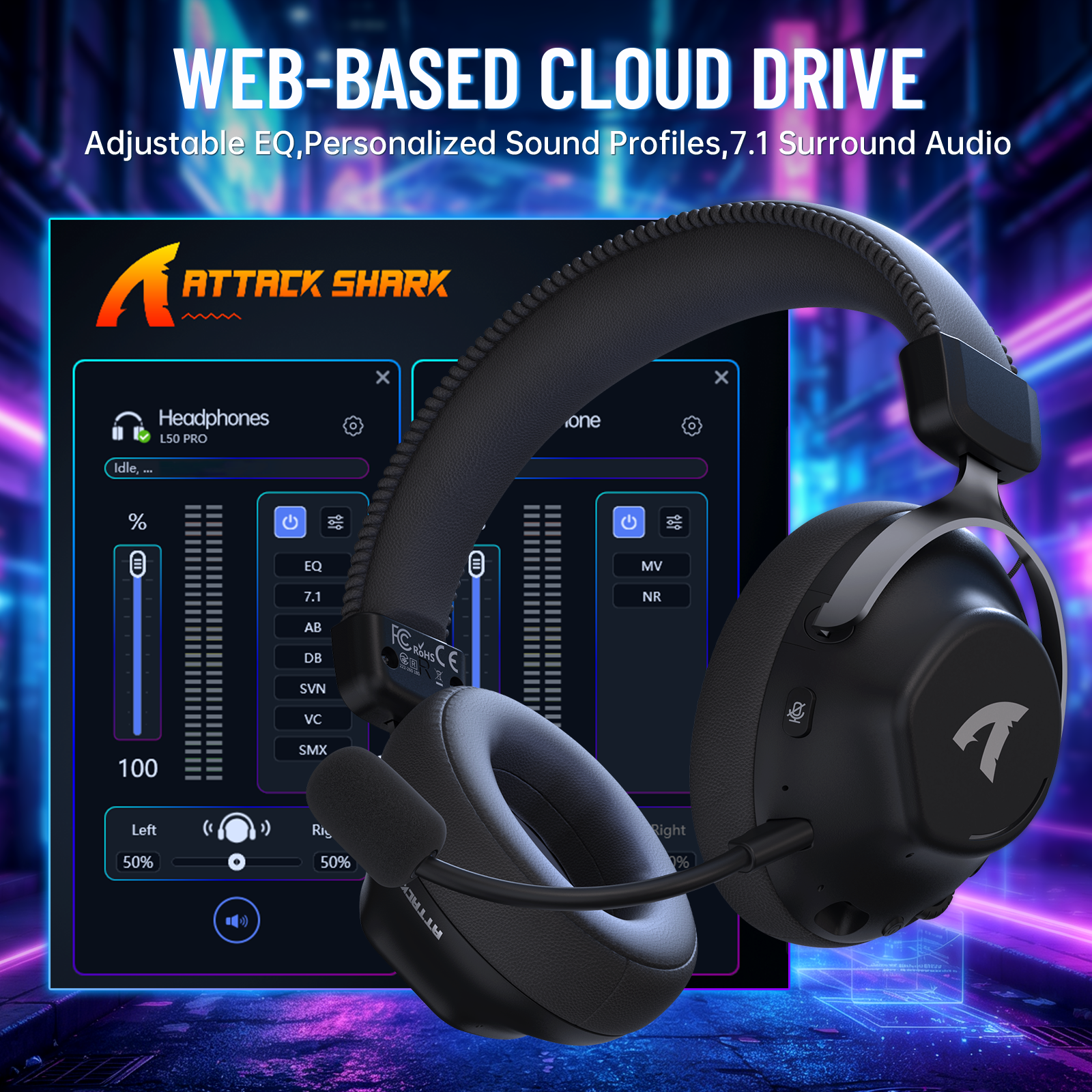 Auriculares inalámbricos para juegos ATTACK SHARK L50 PRO con modo triple