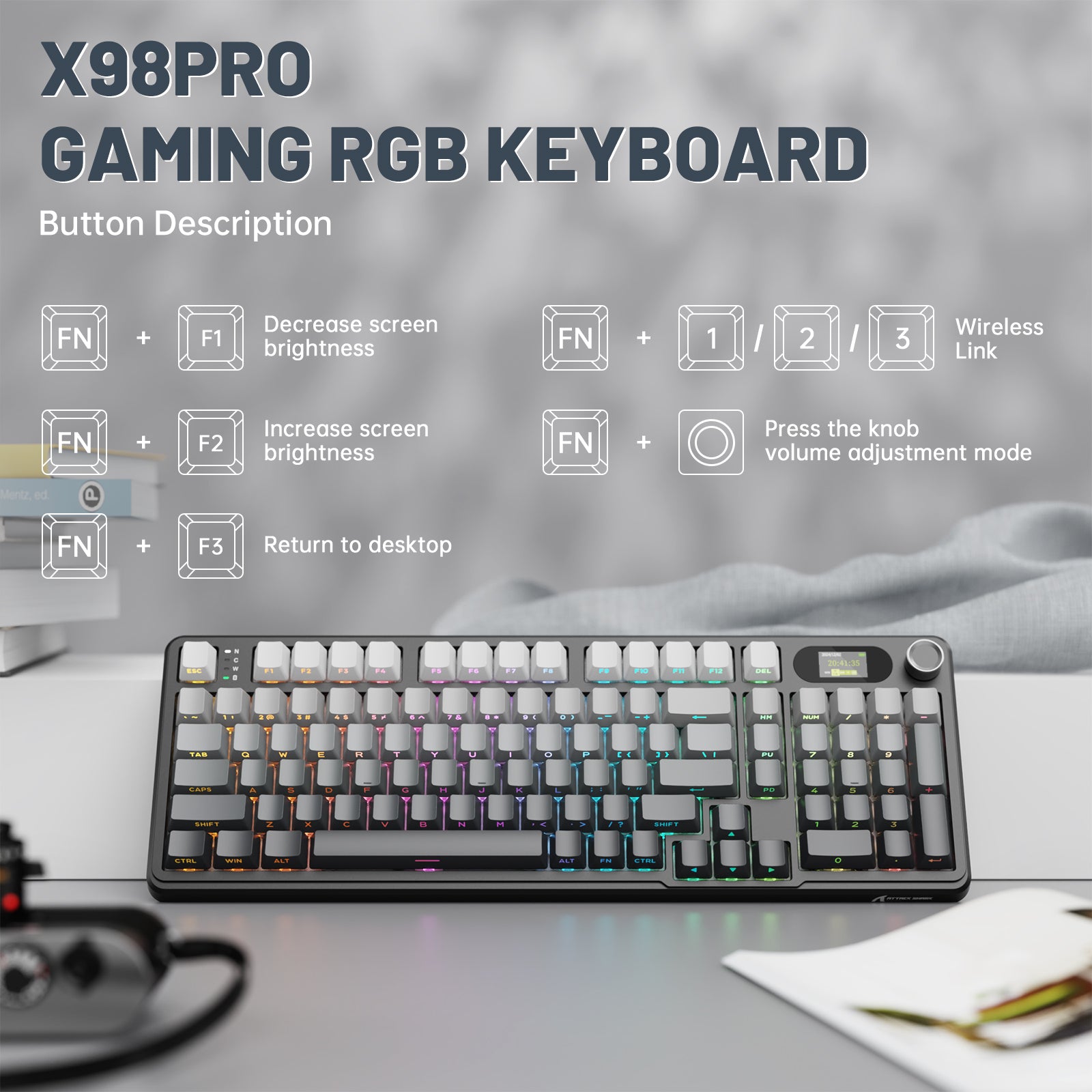 Teclado inalámbrico para juegos ATTACK SHARK X98PRO