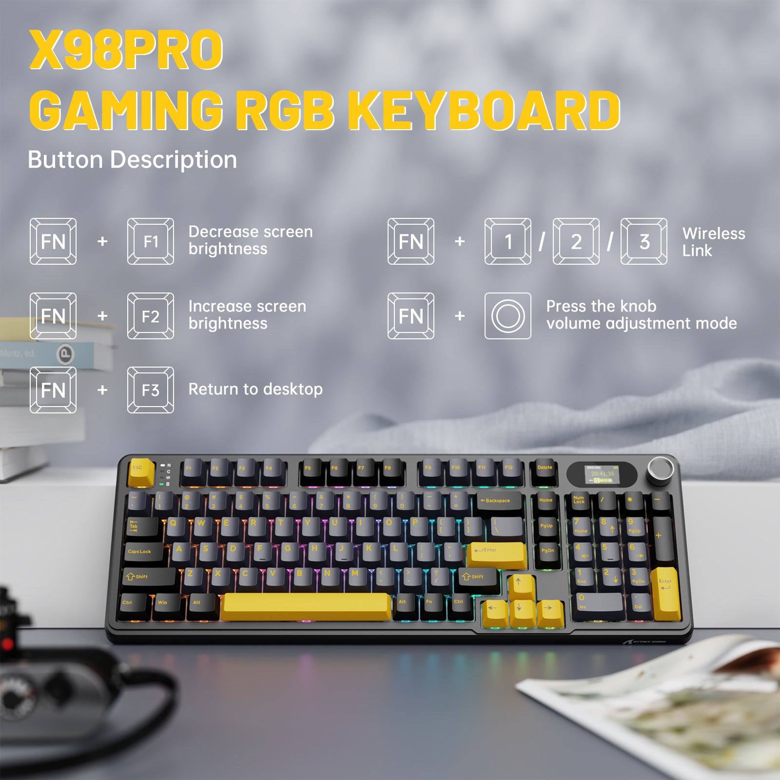 Teclado inalámbrico para juegos ATTACK SHARK X98PRO