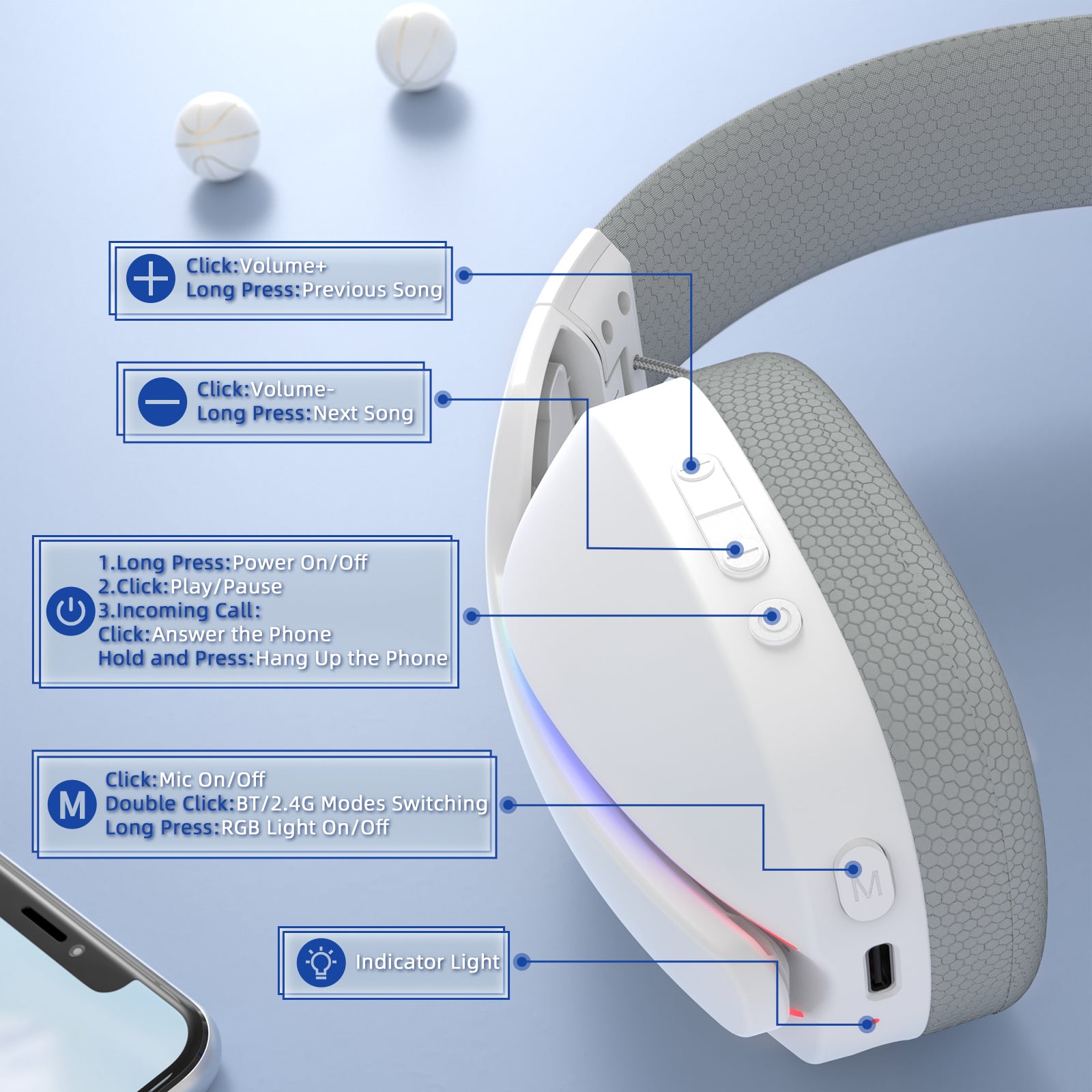 Auriculares para juegos ultraligeros, flotantes y con tres modos de funcionamiento ATTACK SHARK L90 RGB