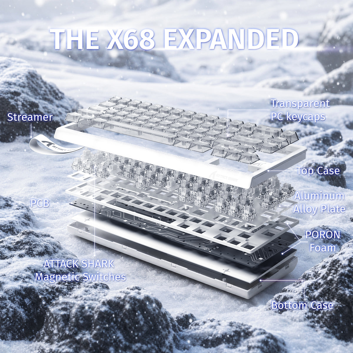 ATTACK SHARK X68 HE Teclado de Disparo Rápido con Interruptor Magnético