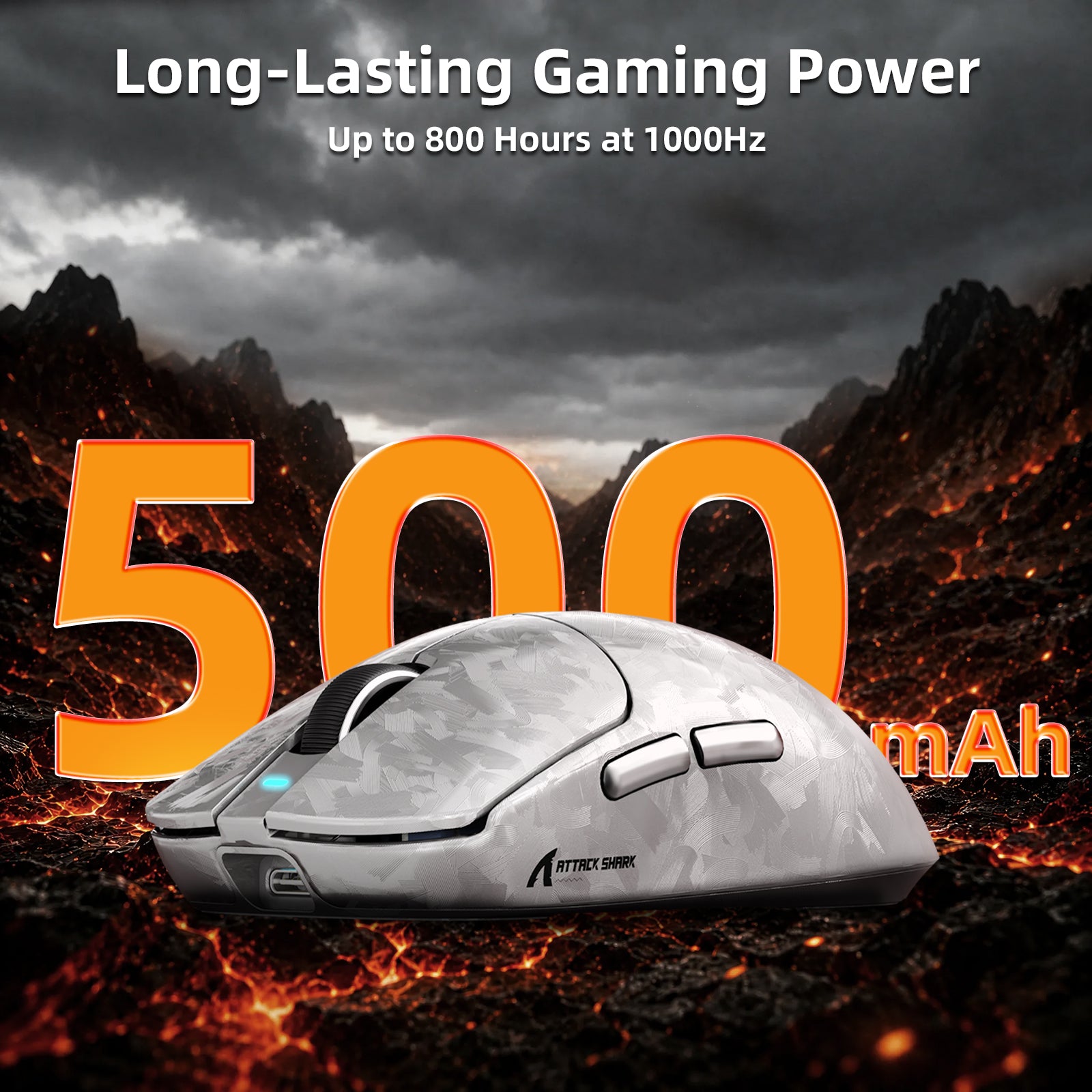 Ratón para juegos inalámbrico ATTACK SHARK RS3 ULTRA Carbon Fiber PAW3955MAX con cable LED Ultra C06