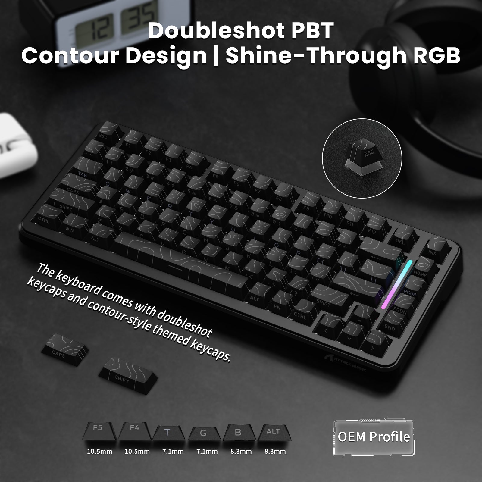 Teclado magnético ATTACK SHARK X82PRO HE con cable en espiral C01Ultra RGB