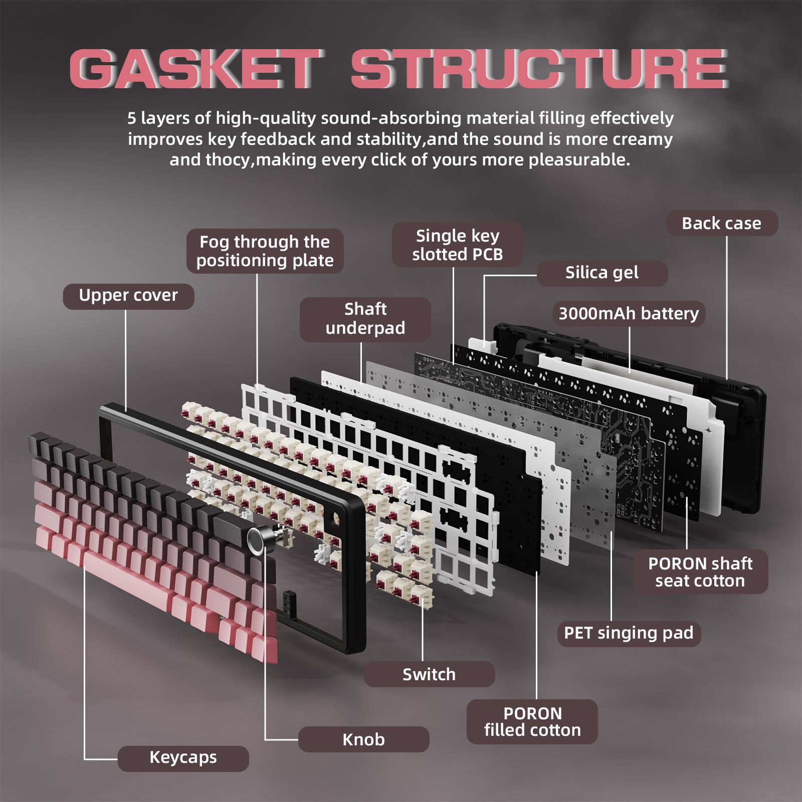 Teclado mecánico inalámbrico ATTACK SHARK X66 con cable en espiral de 8K