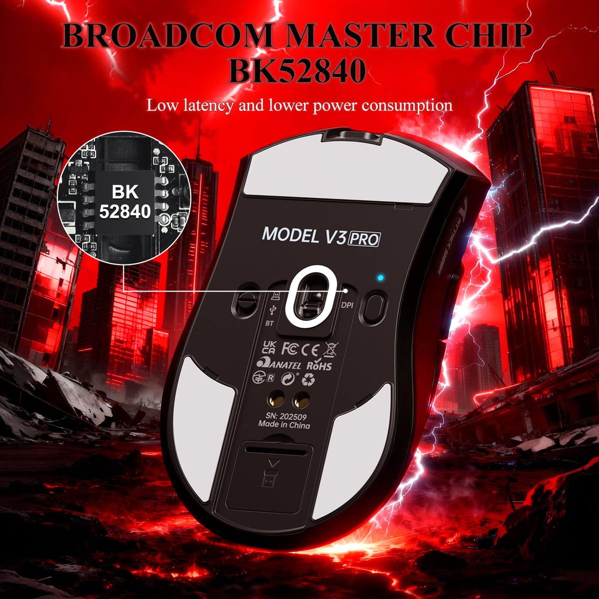 ATTACK SHARK V3 PRO Ultra: ratón gaming ultraligero de tres modos con base de carga