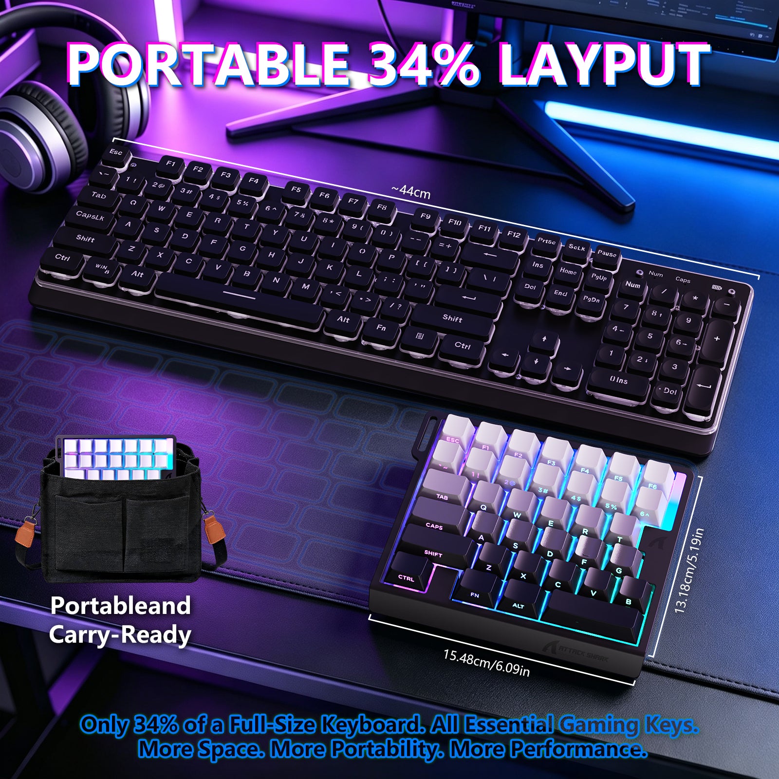 Teclado con interruptor magnético de una mano ATTACK SHARK M36 HE y cable aviador LED ULTRA C01