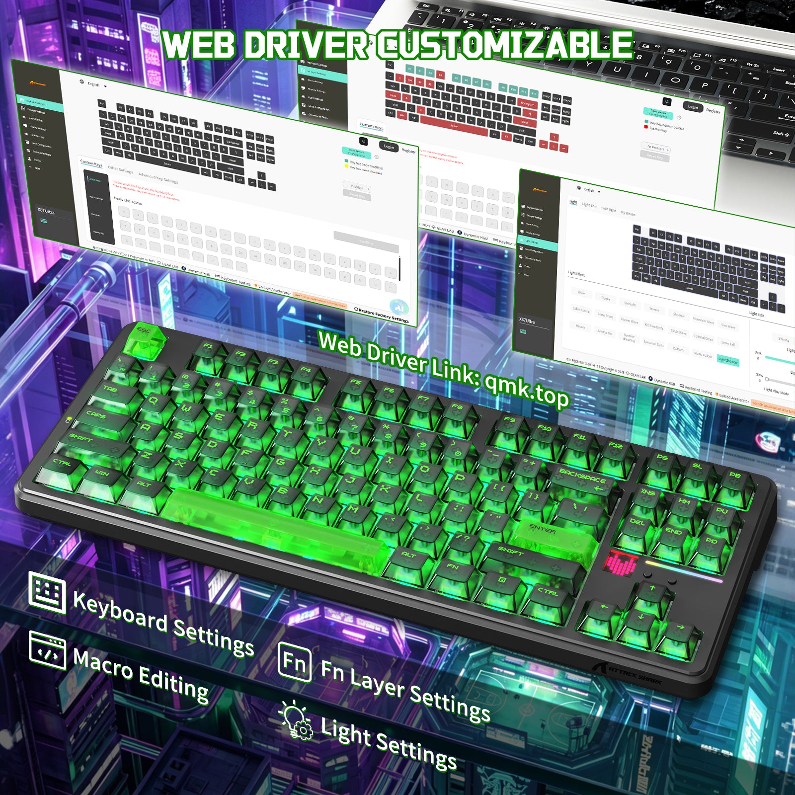 Teclado mecánico inalámbrico ATTACK SHARK X87 ULTRA con receptor inalámbrico 8K