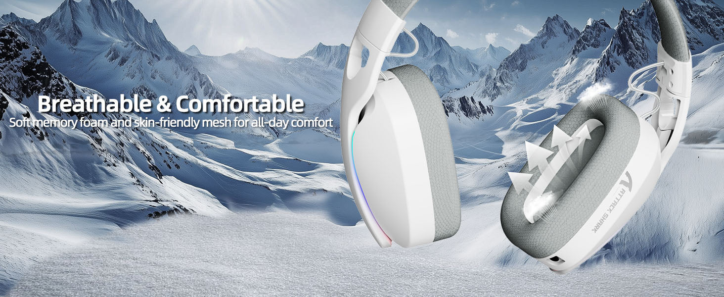ATTACK SHARK L90 Auriculares para Juegos Plegables RGB Ultra-Ligeros Tri-Mode