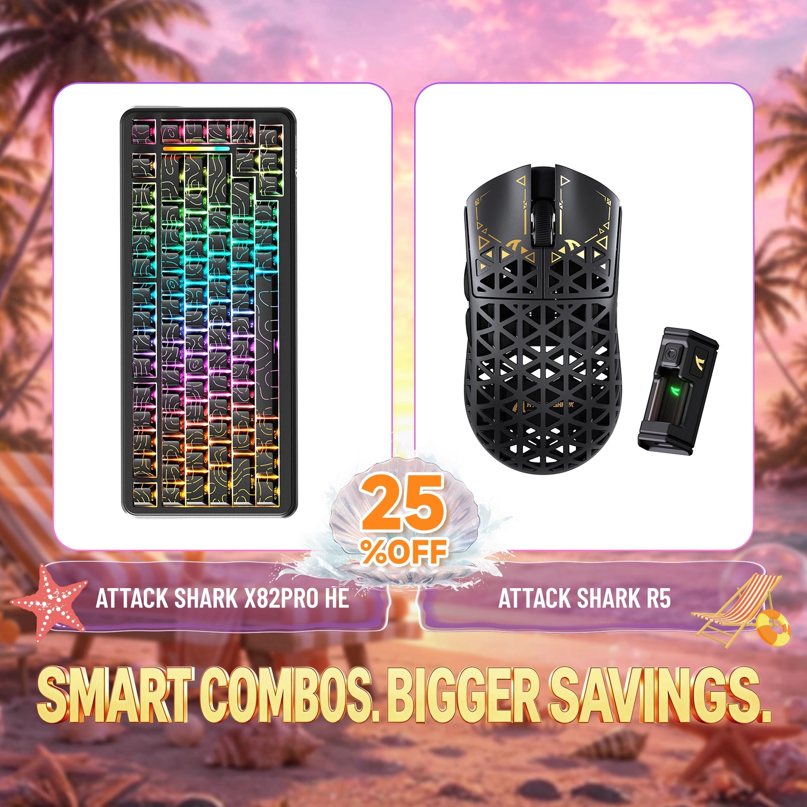 Paquete ATTACK SHARK X82PRO HE teclado Rapid Trigger + ratón para juegos inalámbrico de fibra de carbono R5