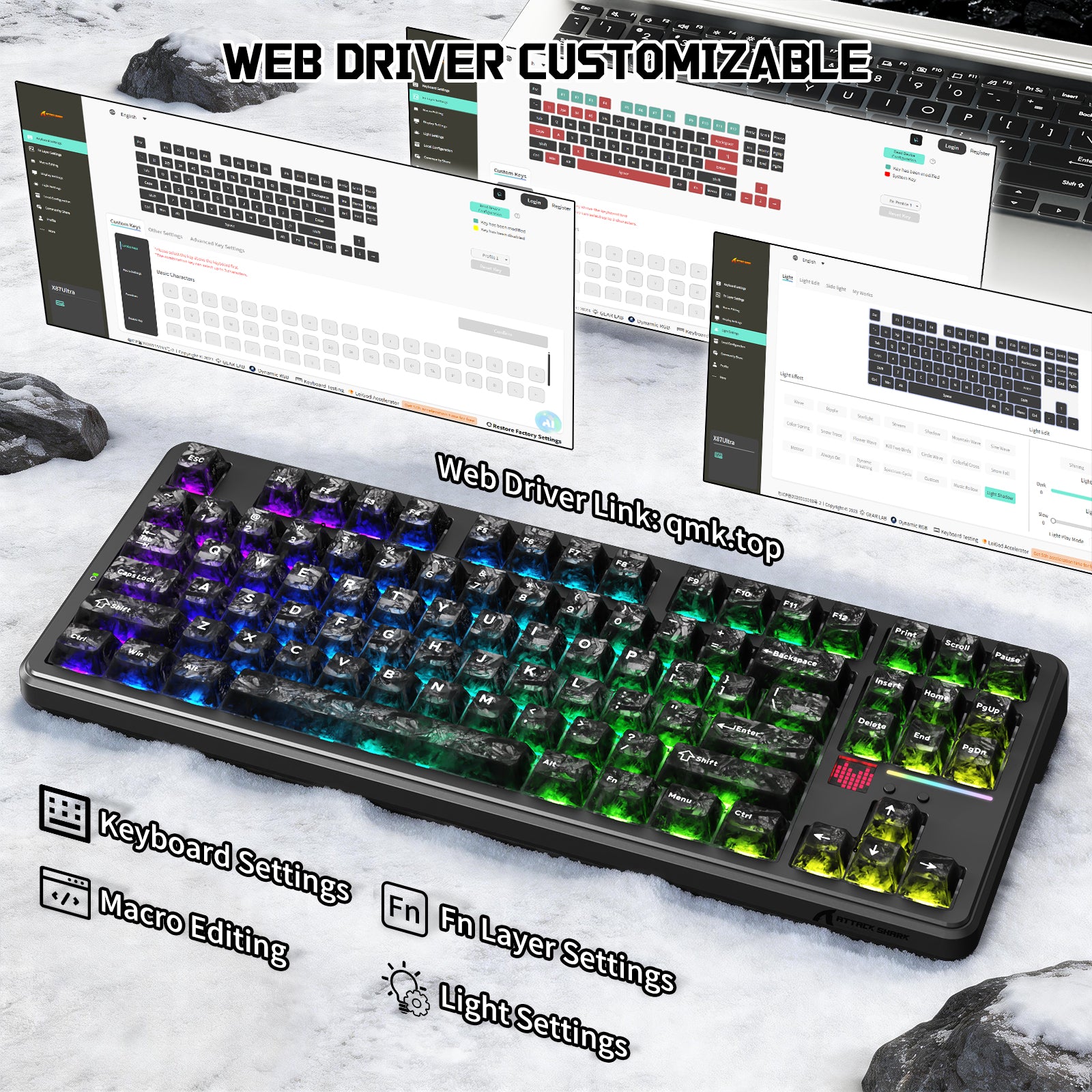 Teclado mecánico inalámbrico ATTACK SHARK X87 ULTRA con receptor inalámbrico 8K