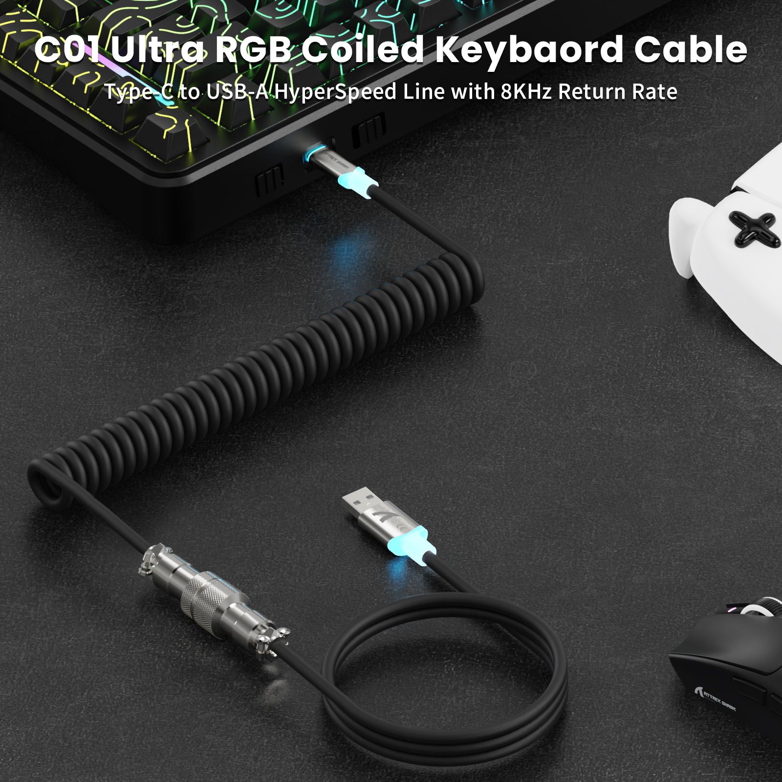 Teclado magnético ATTACK SHARK X82PRO HE con cable en espiral C01Ultra RGB
