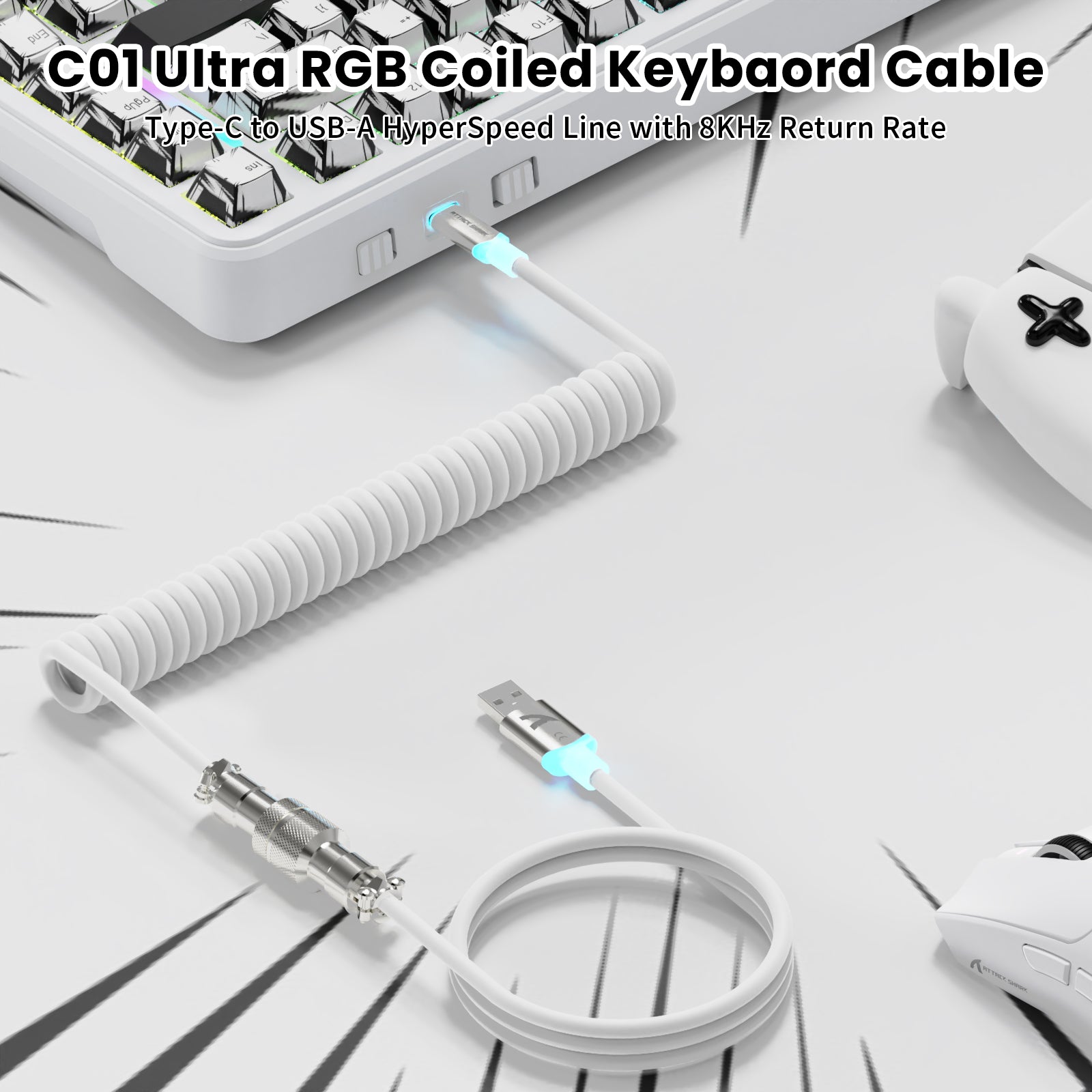 Teclado magnético ATTACK SHARK X82PRO HE con cable en espiral C01Ultra RGB