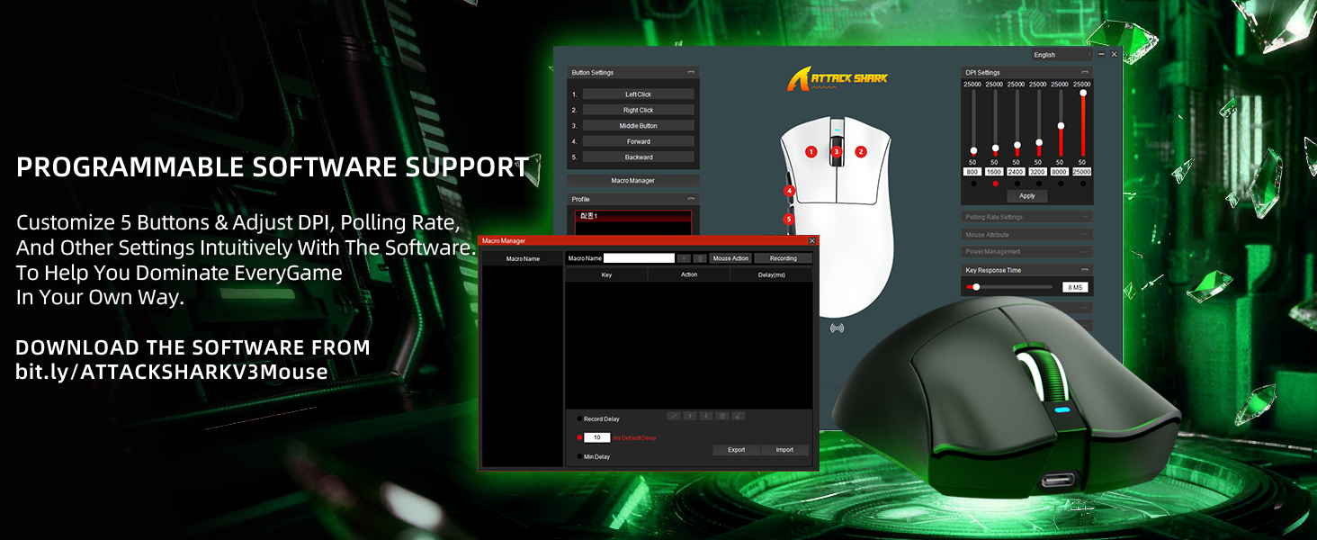 Ratón para juegos ultraligero de tres modos ATTACK SHARK V3