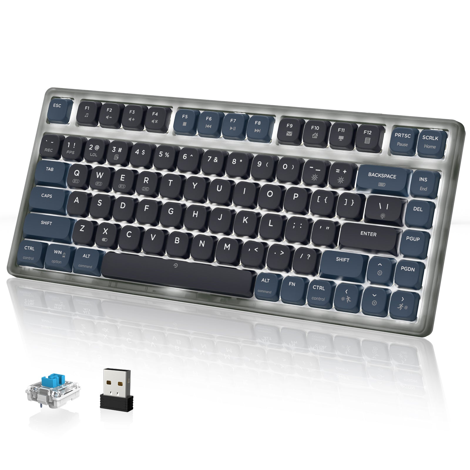 AK832PRO low-profile mechanical keyboard with USB receiver and Outemu switch.