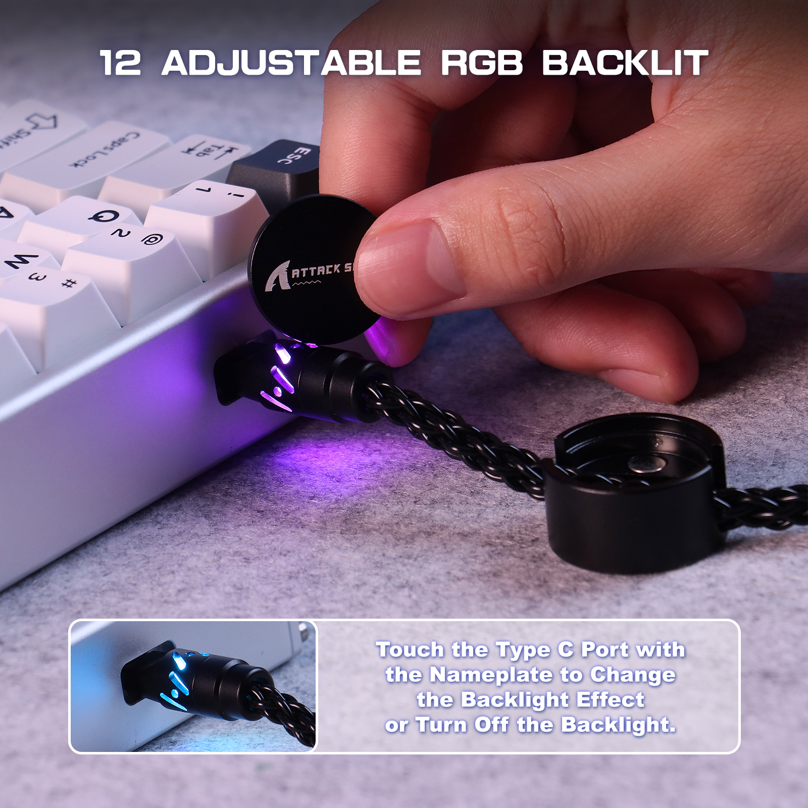 Cable de aviador personalizado ATTACK SHARK C07 para teclado magnético de 8 KHz