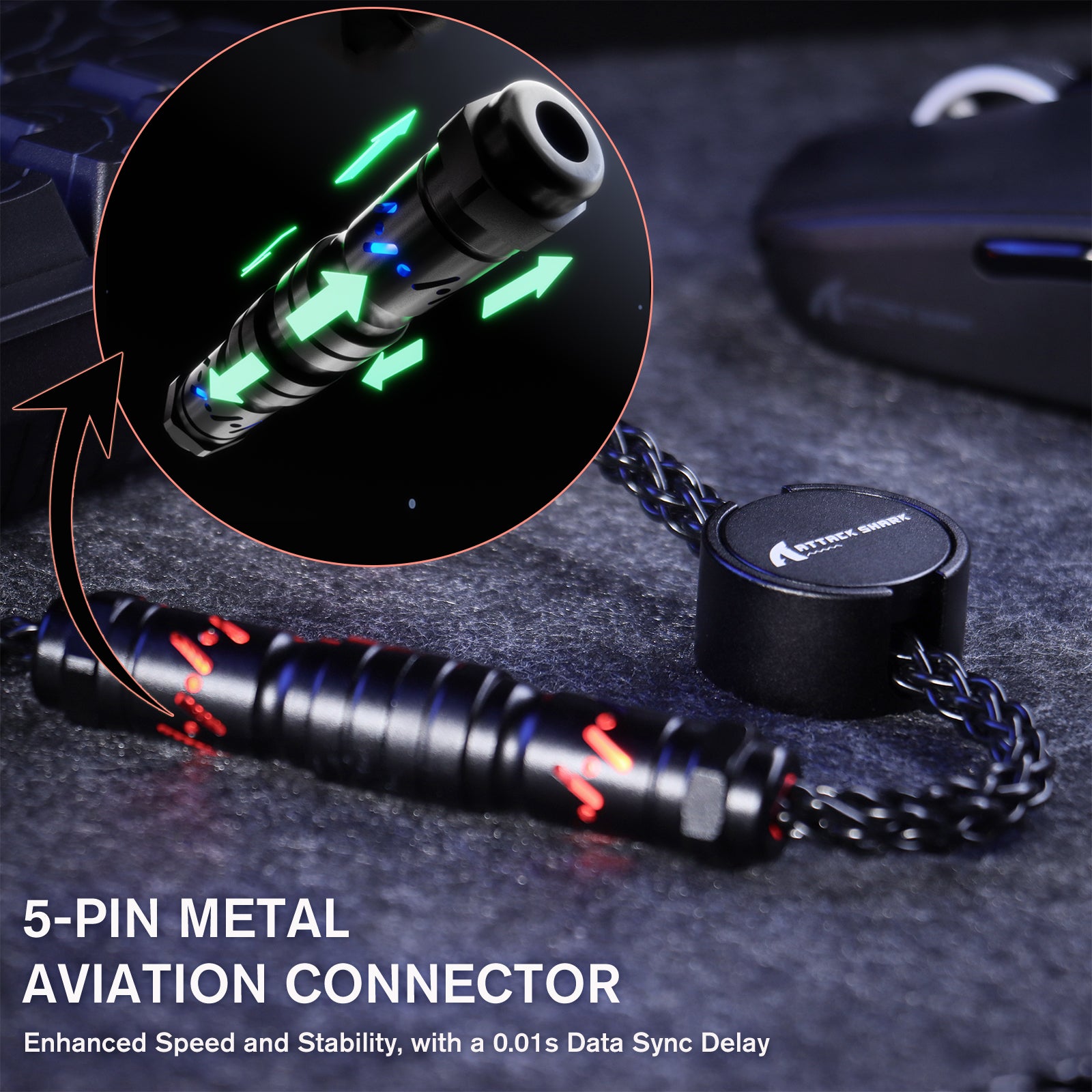 Cable de aviador personalizado ATTACK SHARK C07 para teclado magnético de 8 KHz