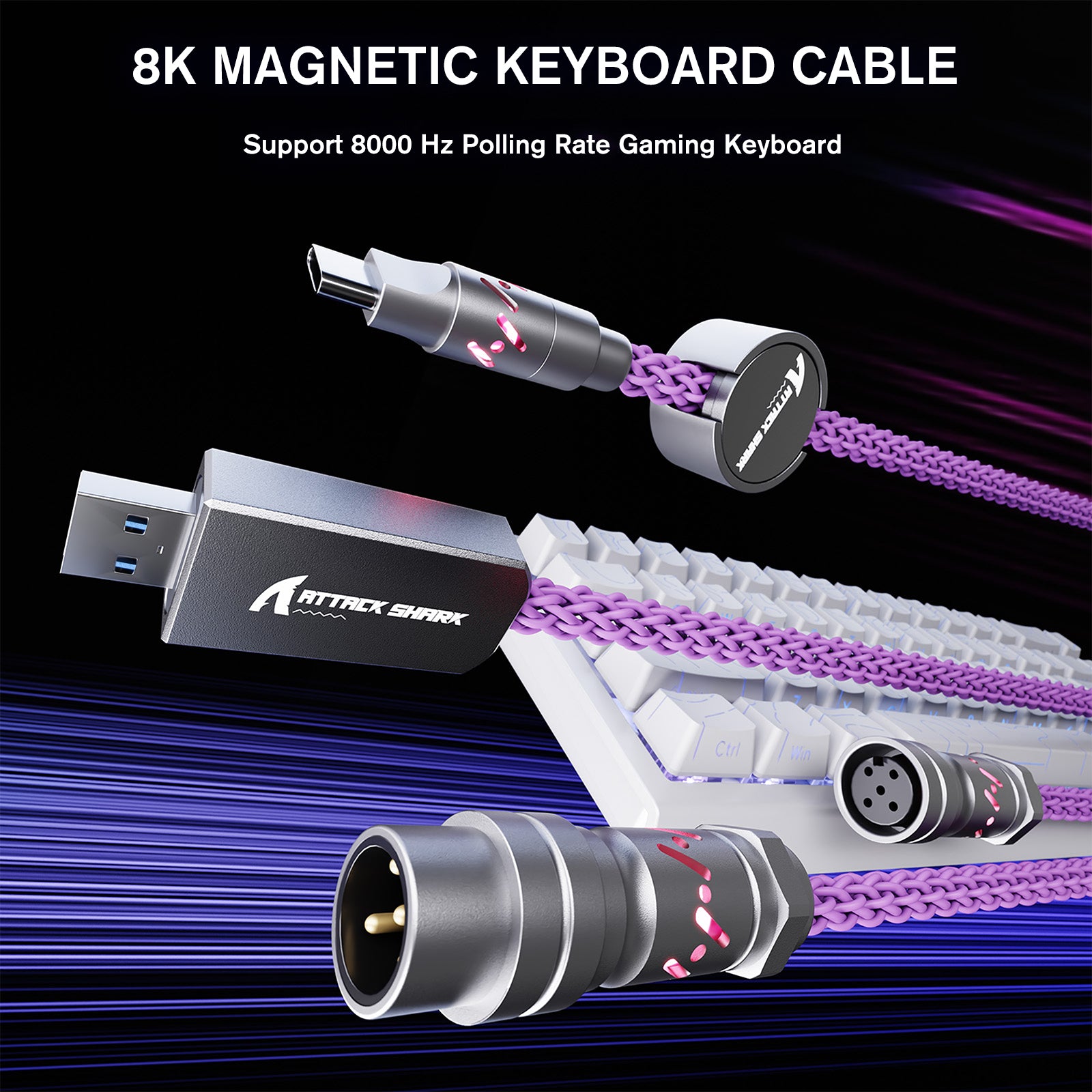 Cable de aviador personalizado ATTACK SHARK C07 para teclado magnético de 8 KHz