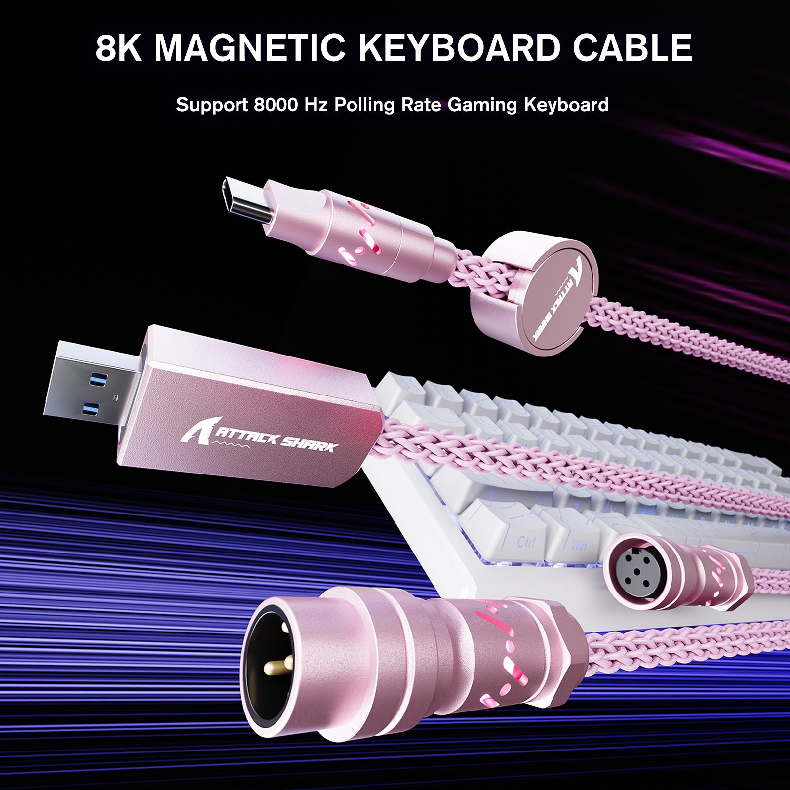 Cable de aviador personalizado ATTACK SHARK C07 para teclado magnético de 8 KHz
