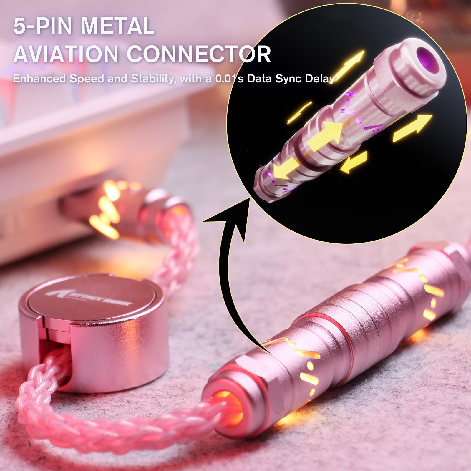 Cable de aviador personalizado ATTACK SHARK C07 para teclado magnético de 8 KHz