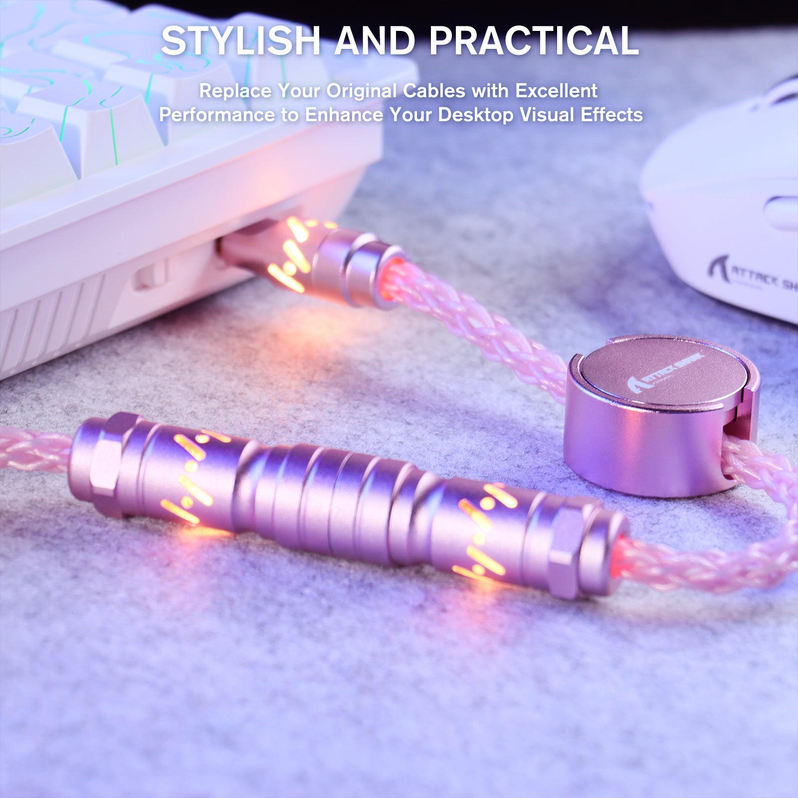Cable de aviador personalizado ATTACK SHARK C07 para teclado magnético de 8 KHz