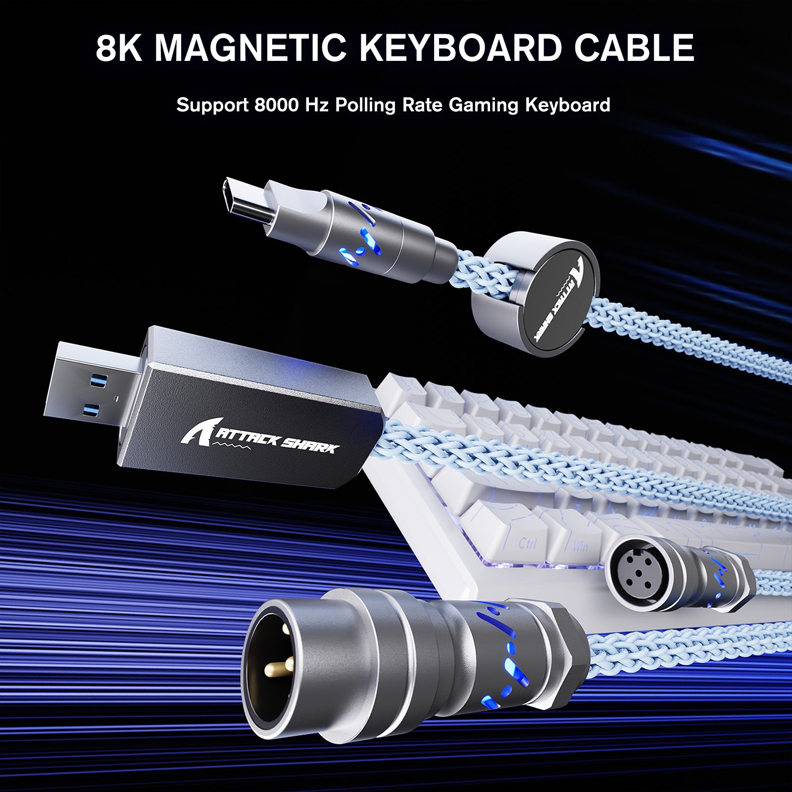 Cable de aviador personalizado ATTACK SHARK C07 para teclado magnético de 8 KHz