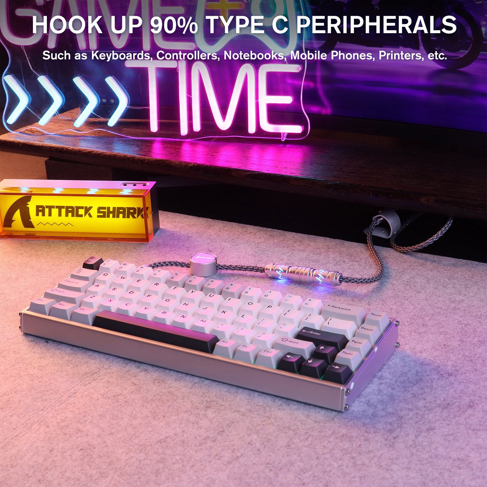 Cable de aviador personalizado ATTACK SHARK C07 para teclado magnético de 8 KHz