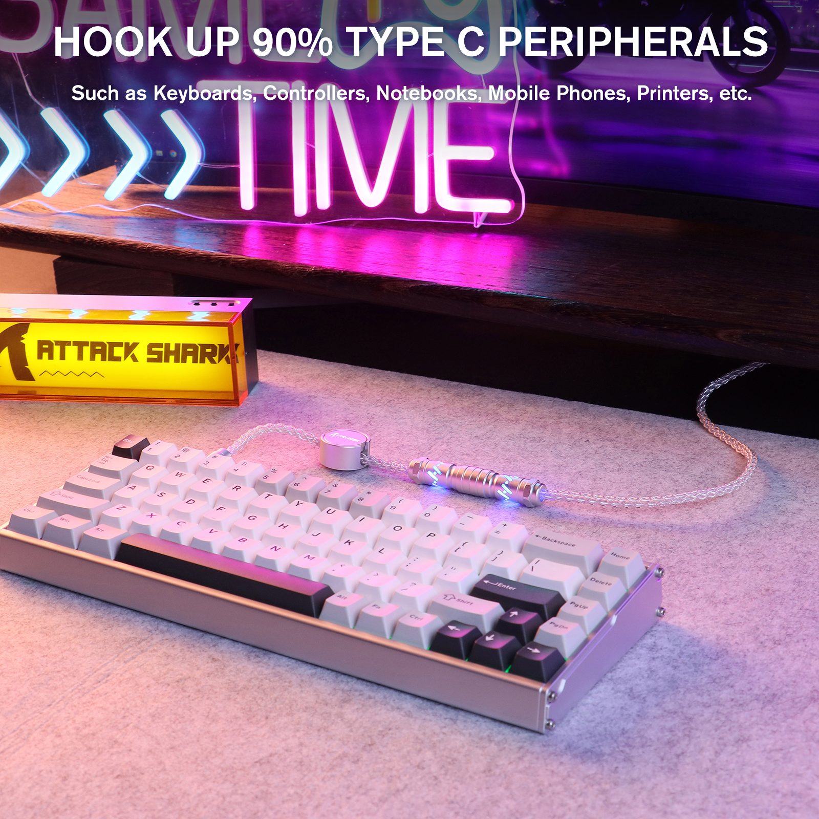 Cable de aviador personalizado ATTACK SHARK C07 para teclado magnético de 8 KHz
