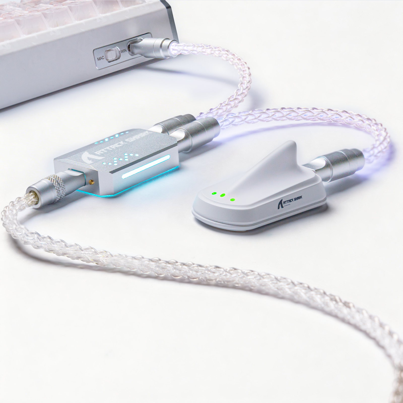 ATTACK SHARK C07 PRO 2-in-1 Type-C cable for 8K gaming keyboard, with RGB