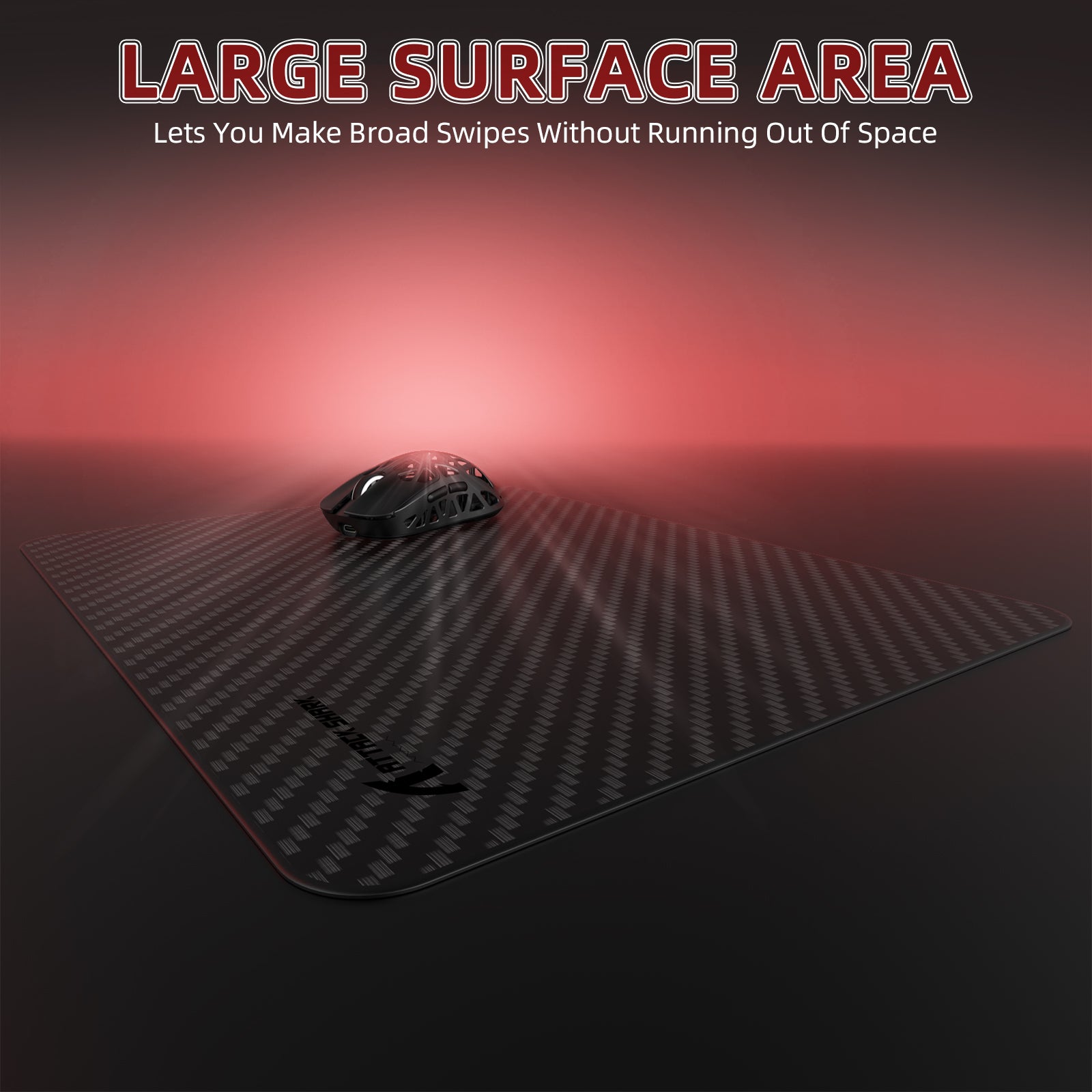 CM04 Carbon Fiber Gaming Mousepad showcasing large surface area for expansive movement.