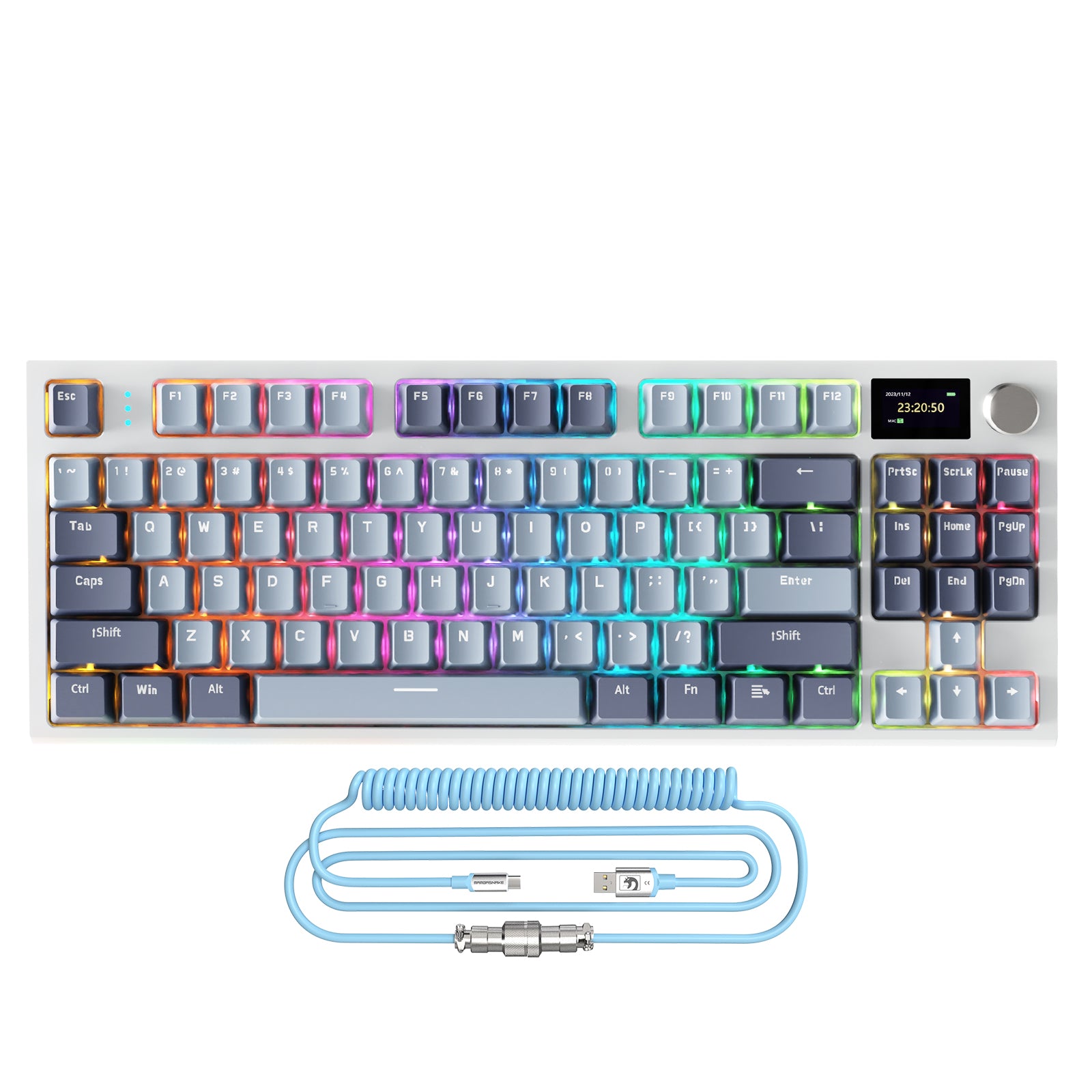 ATTACK SHARK K86 Teclado Mecánico Inalámbrico con Cable en Espiral