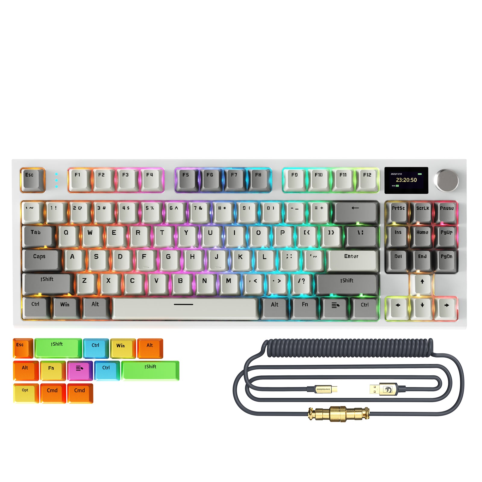 ATTACK SHARK K86 Teclado Mecánico Inalámbrico con Cable en Espiral
