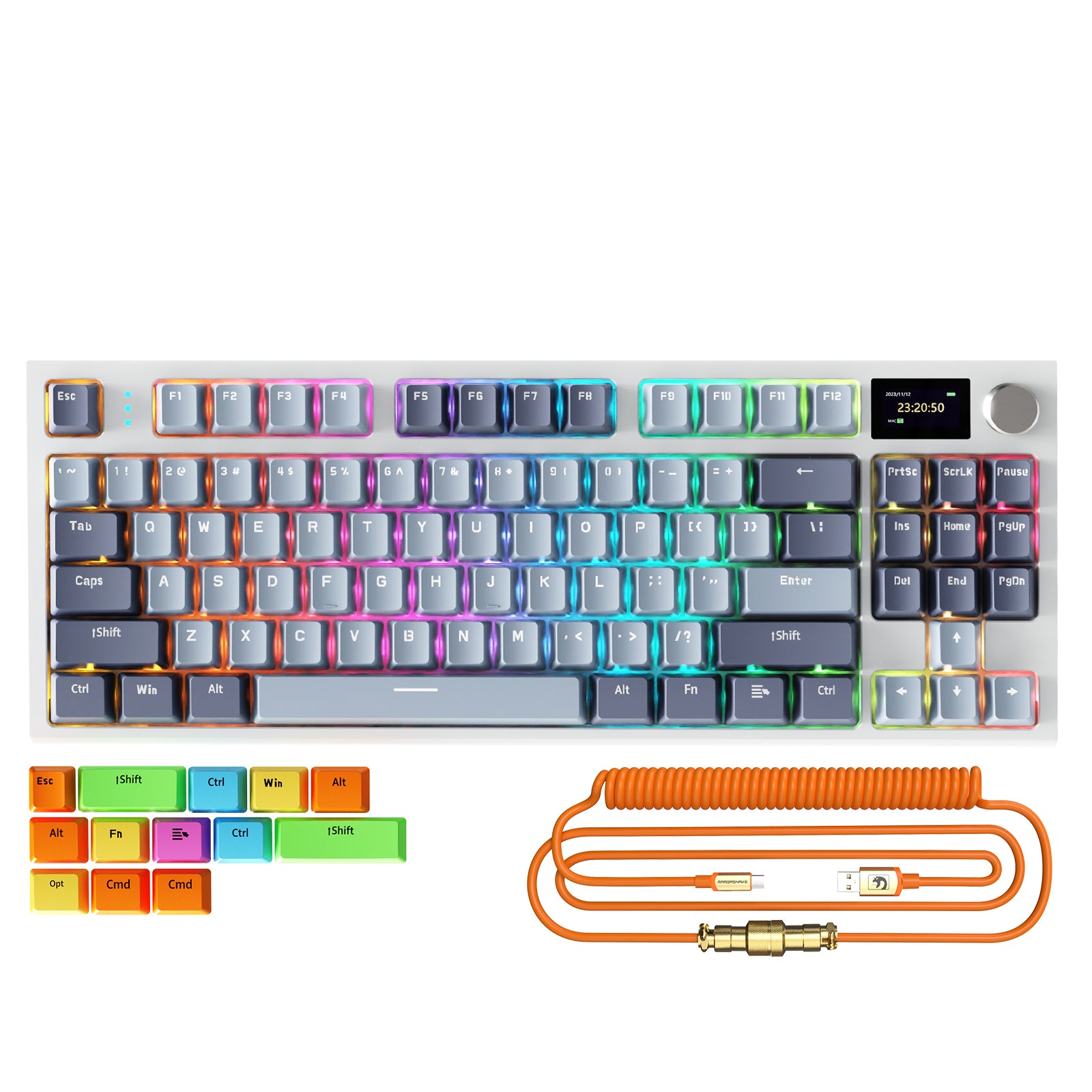 ATTACK SHARK K86 Teclado Mecánico Inalámbrico con Cable en Espiral