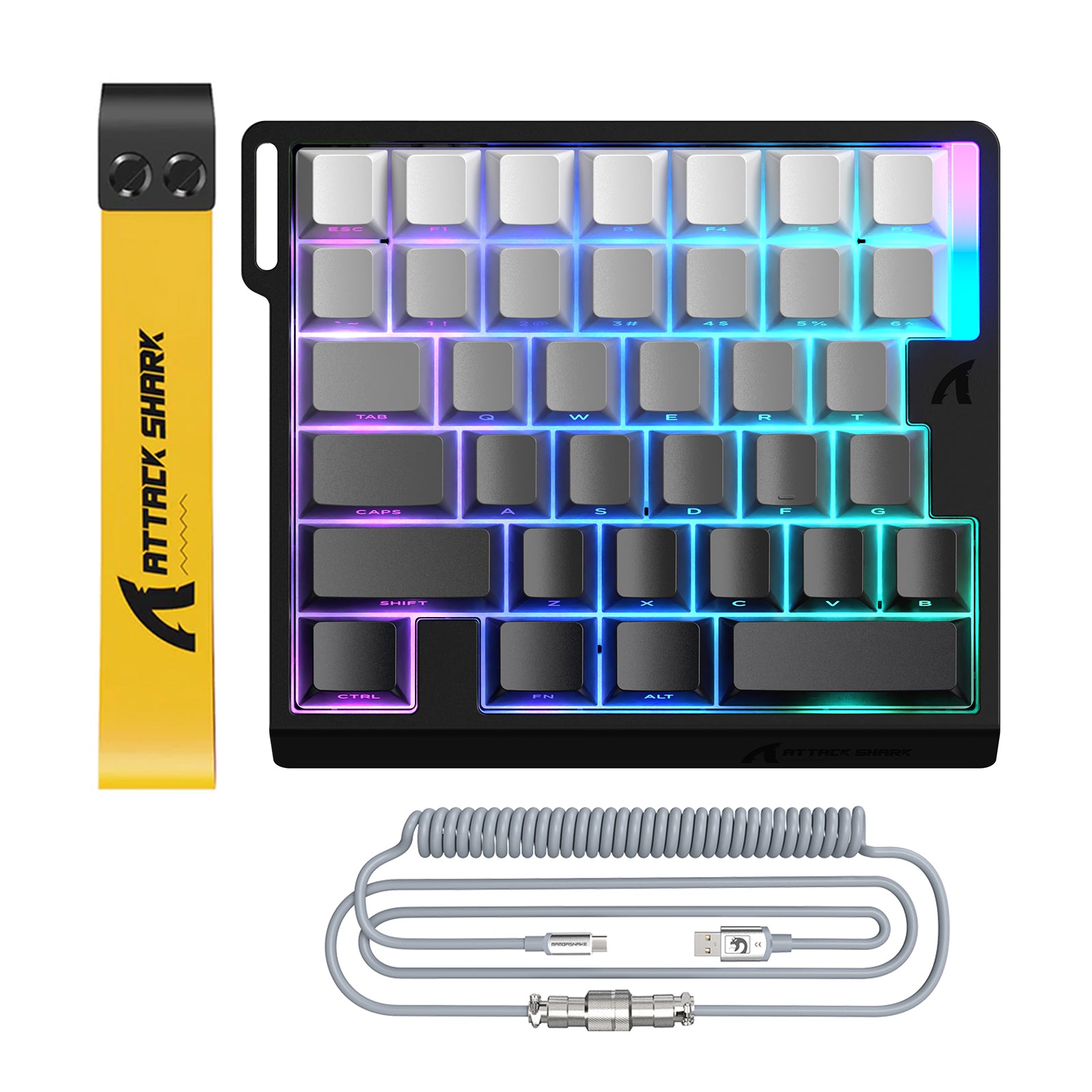 Teclado con interruptor magnético de una mano ATTACK SHARK M36 HE y cable aviador LED ULTRA C01