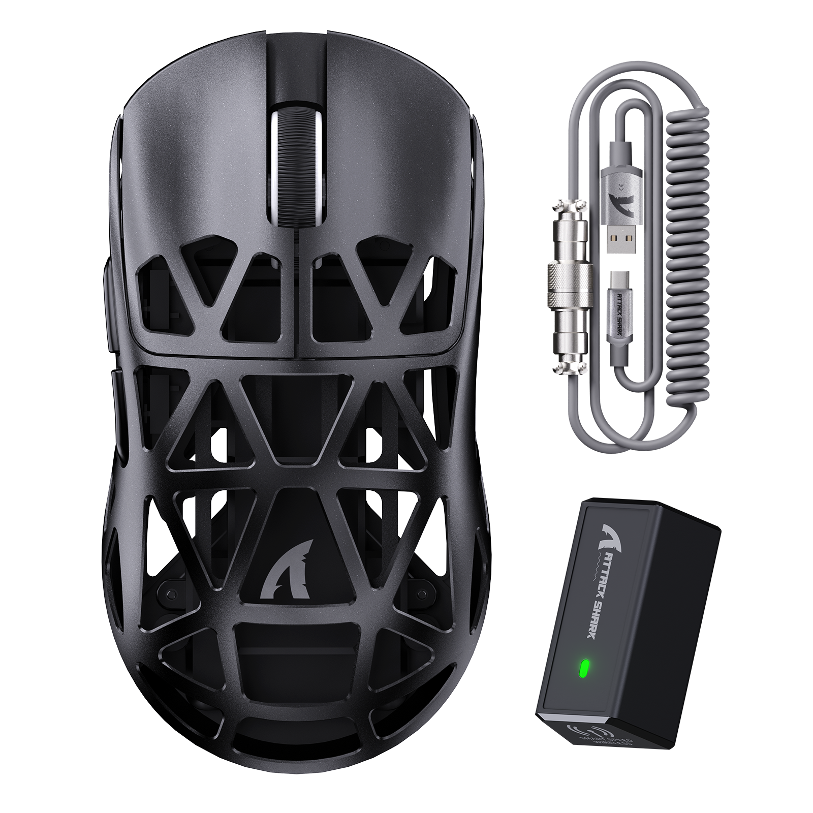 ATTACK SHARK R2 Ratón para Juegos PAW3950 de Aleación de Magnesio 8K con Cable en Espiral para Ratón (No Incluye la Base de Carga)