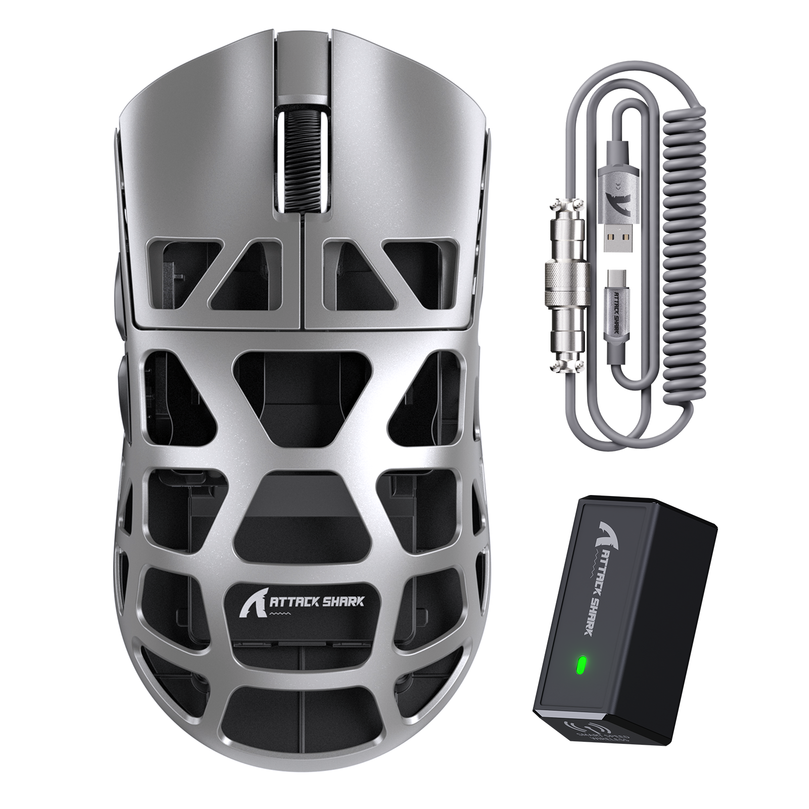 ATTACK SHARK R3 Ratón para Juegos de Aleación de Magnesio 8K con Cable en Espiral C06