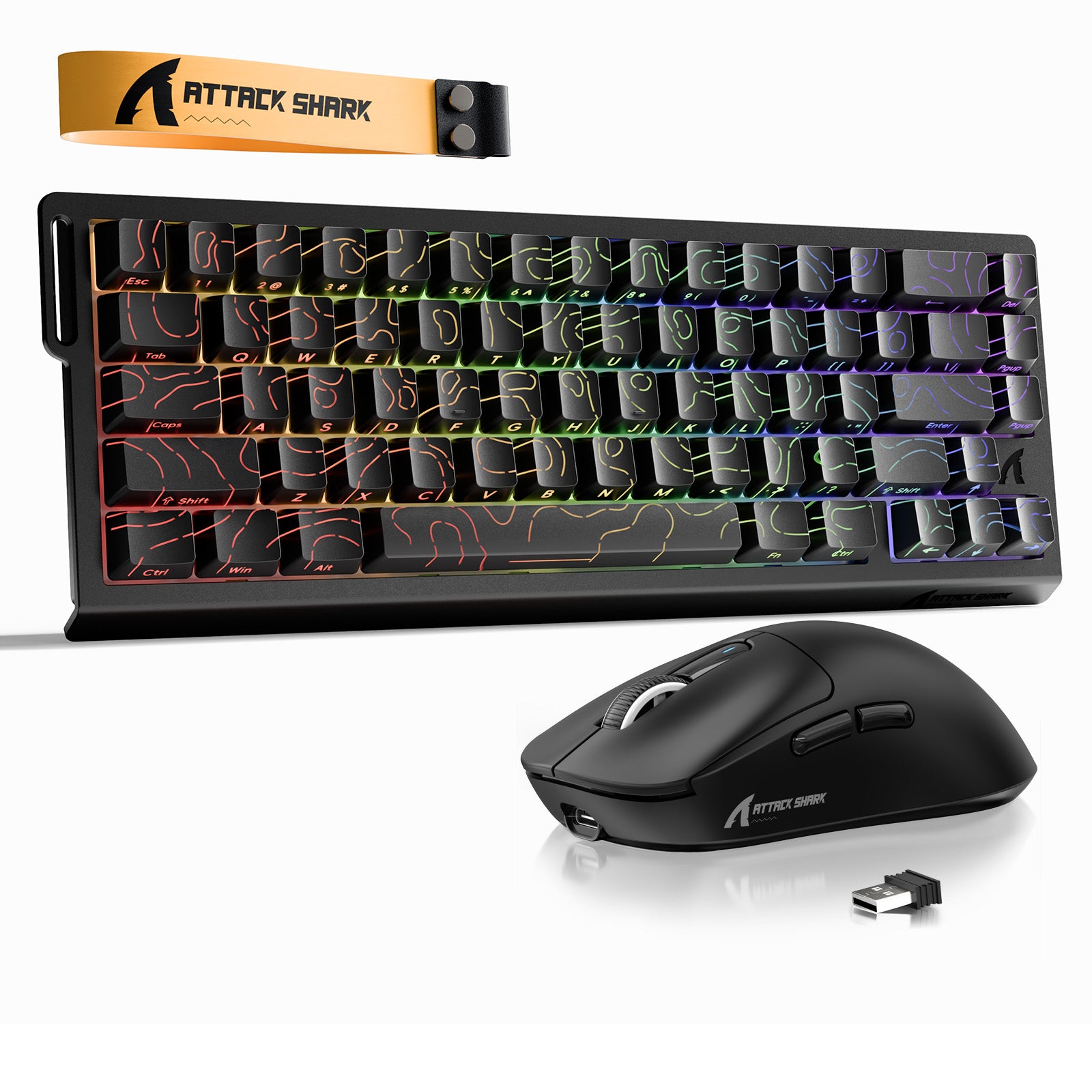 Paquete ATTACK SHARK X68HE Rapid Trigger Keyboard + ratón inalámbrico para juegos X3