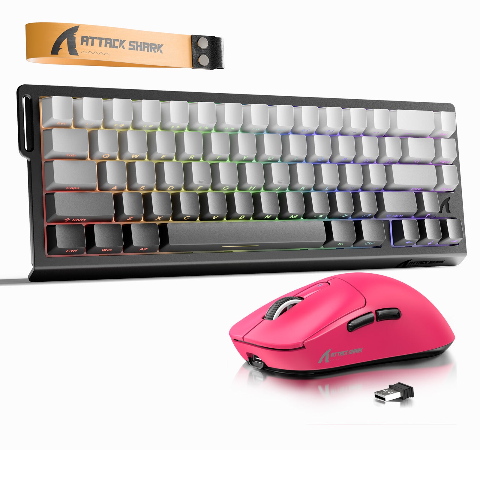 Paquete ATTACK SHARK X68HE Rapid Trigger Keyboard + ratón inalámbrico para juegos X3