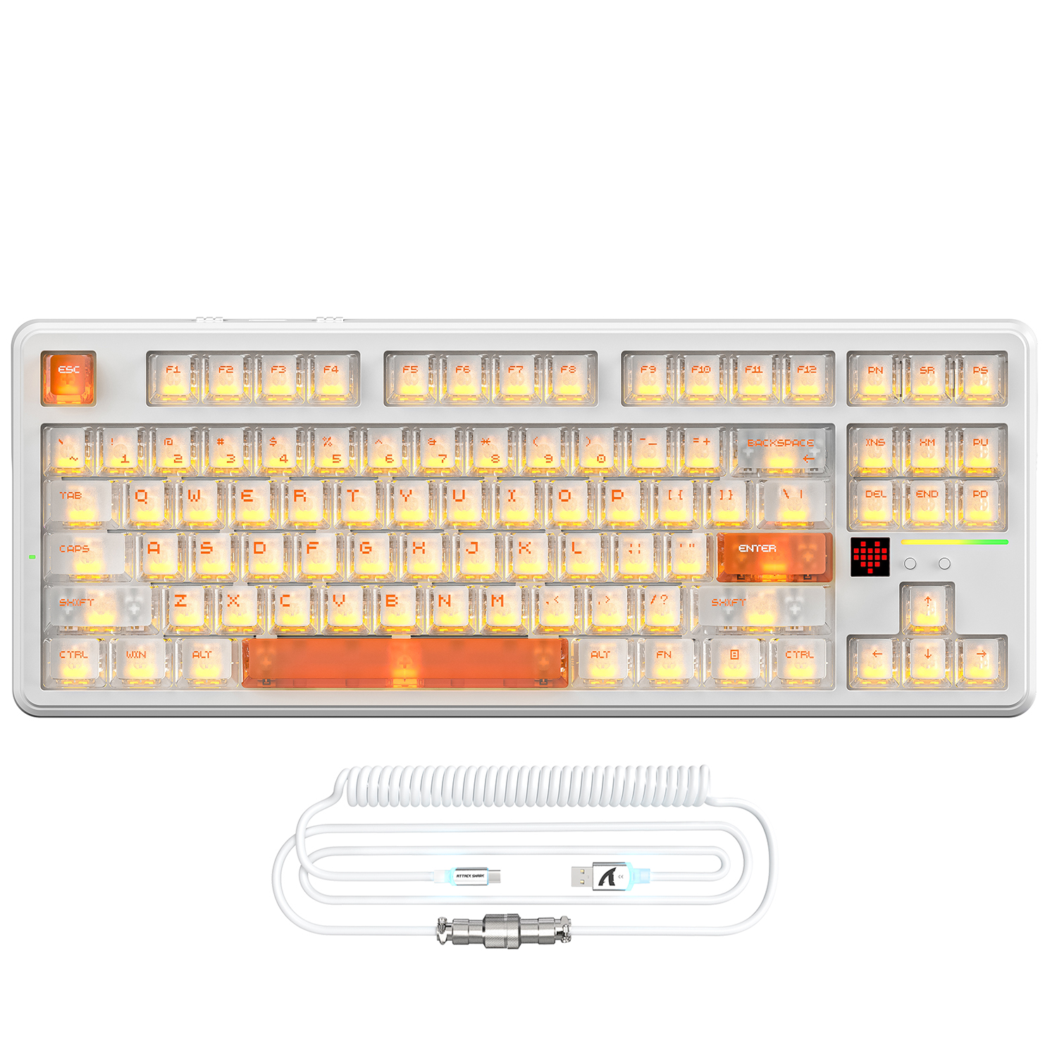 ATTACK SHARK X87 ULTRA Wireless Gaming Keyboard with 8KHz Receiver and RGB Coiled Cable