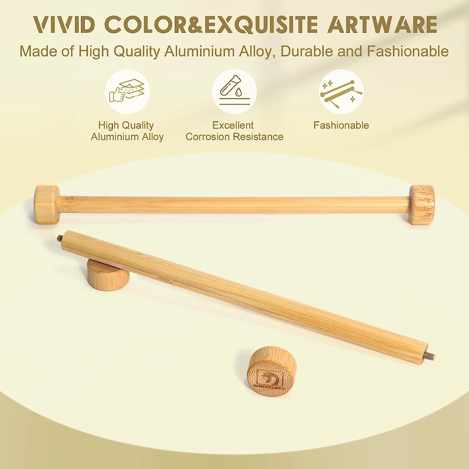 High-quality bamboo cable winder with rounded ends for coiled keyboard cables.