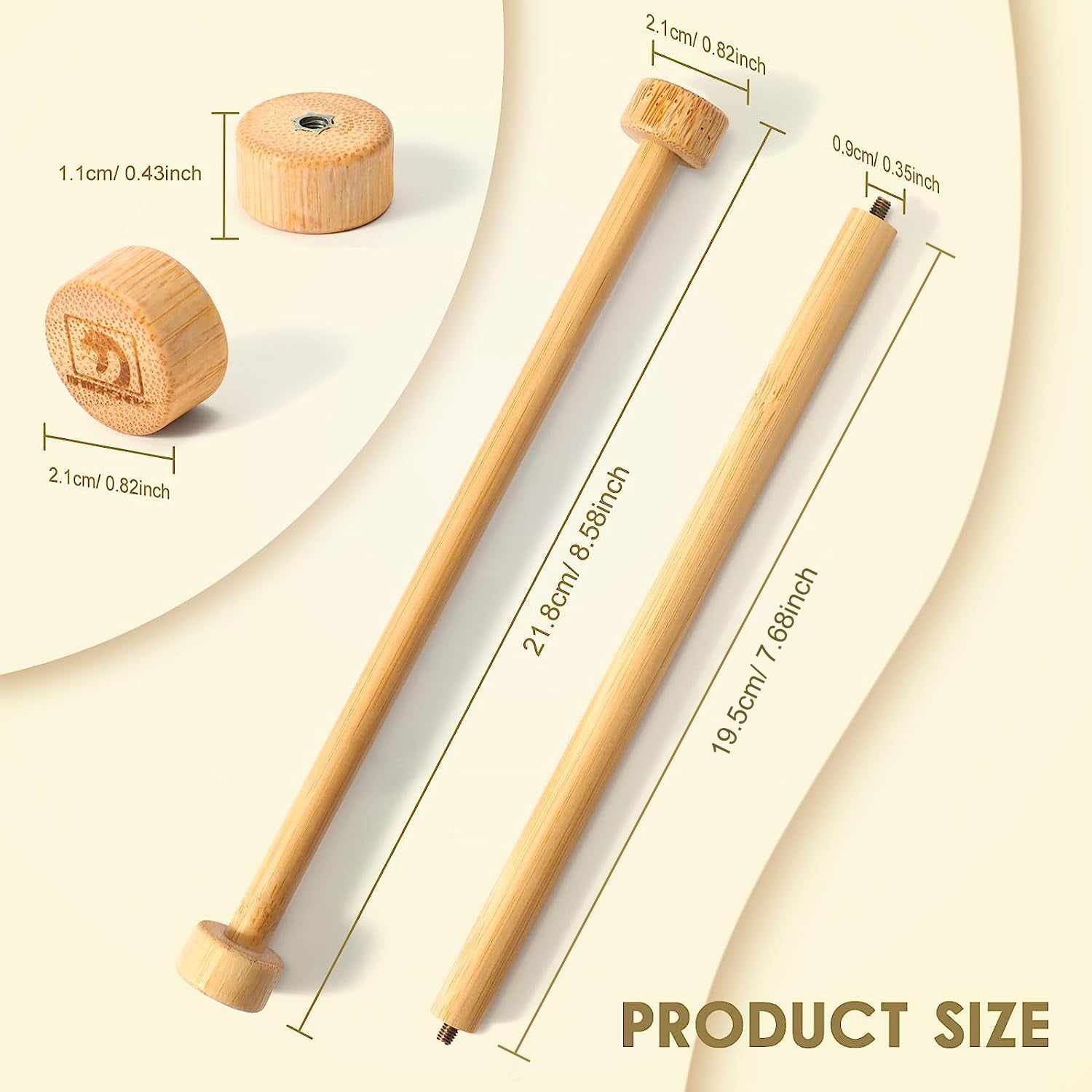 Bamboo cable winder dimensions with rounded ends, ideal for coiled keyboards.