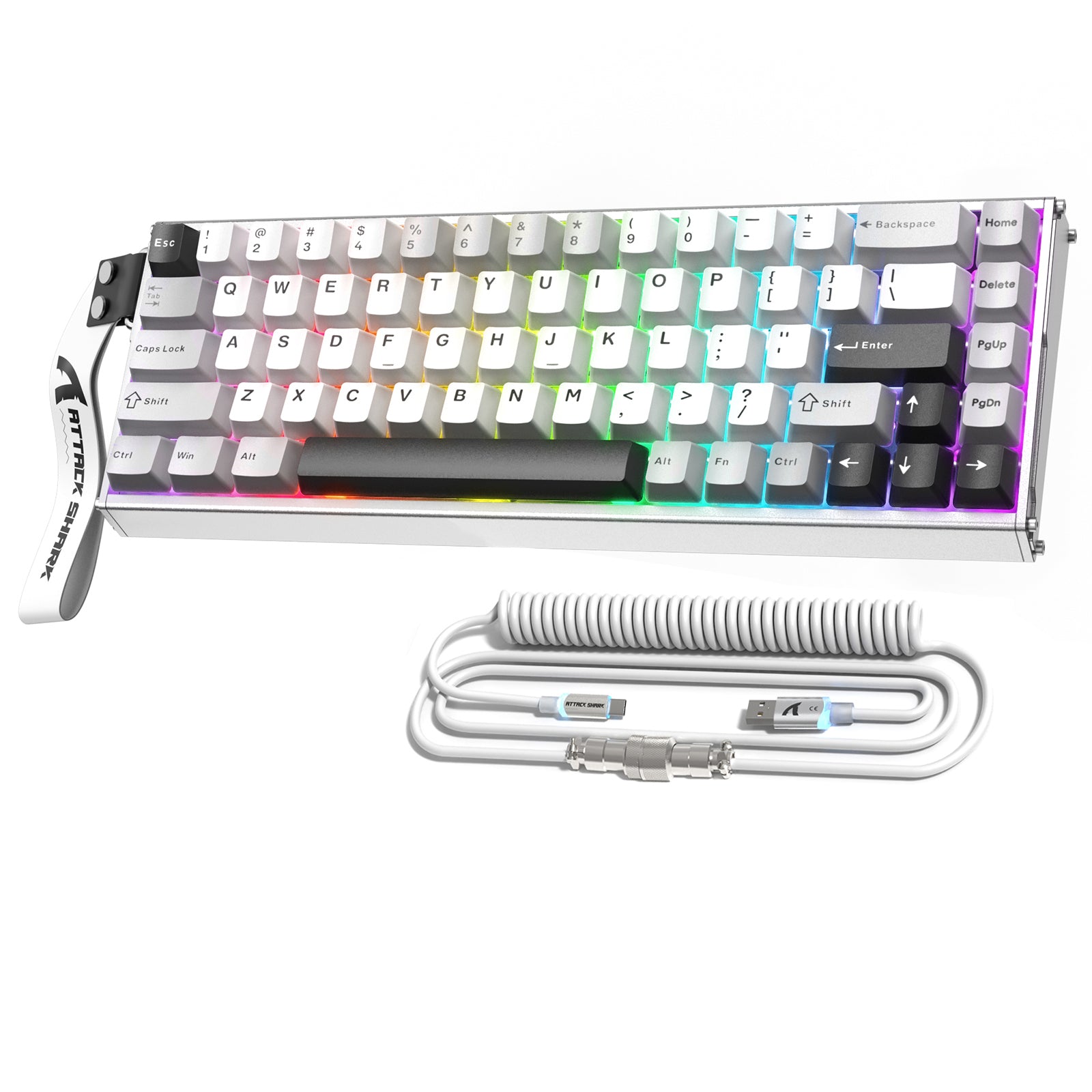 Teclado ATTACK SHARK X68MAX HE de aluminio CNC con interruptor magnético y cable en espiral C01Ultra RGB.